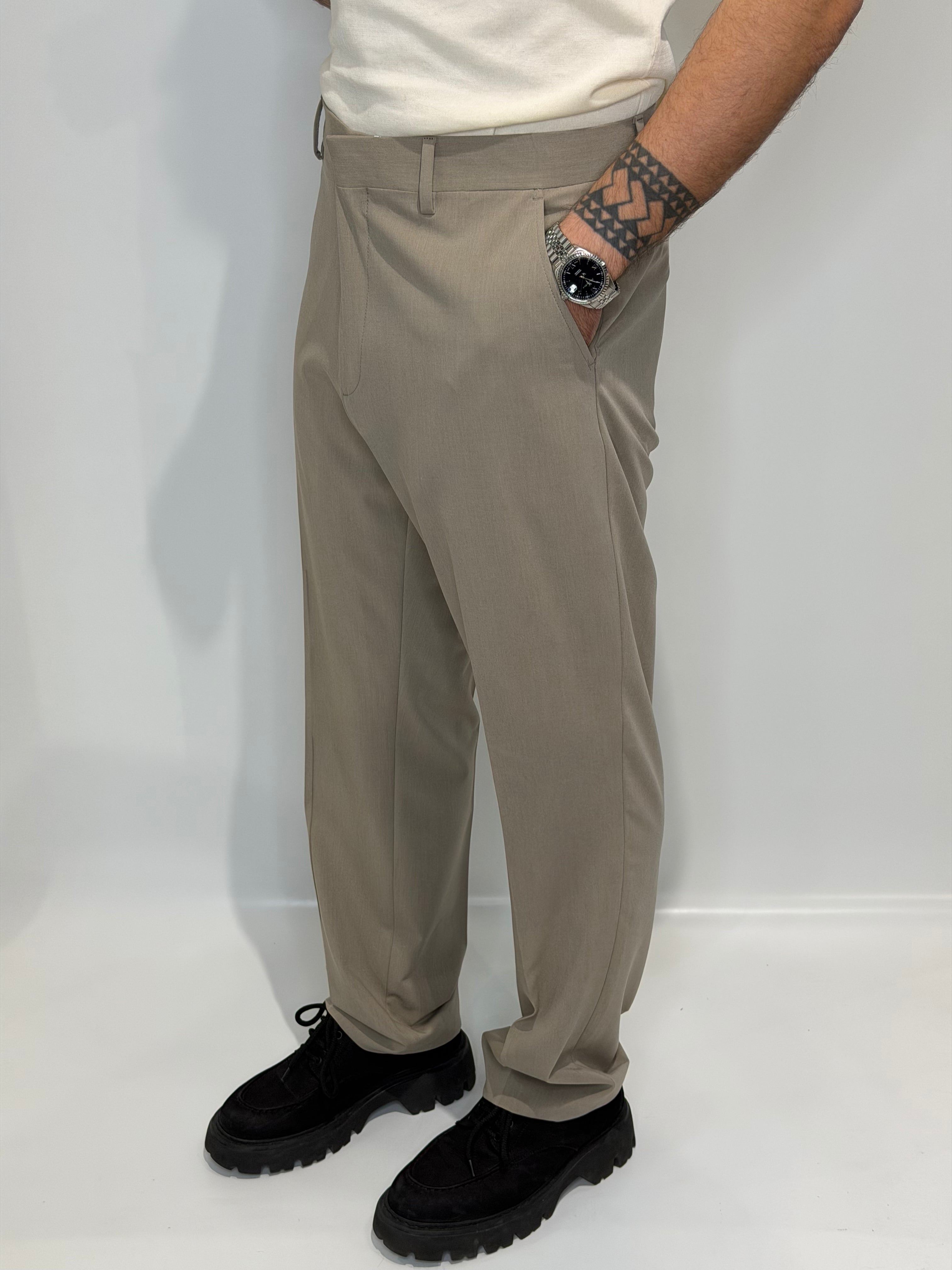 Pantalone Fondo Ampio Beige