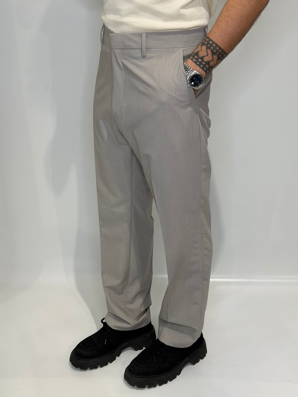 Pantalone Fondo Ampio Grigio