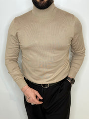 Maglione Collo Alto Beige