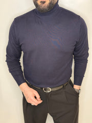 Maglione Collo Alto Blu Navy