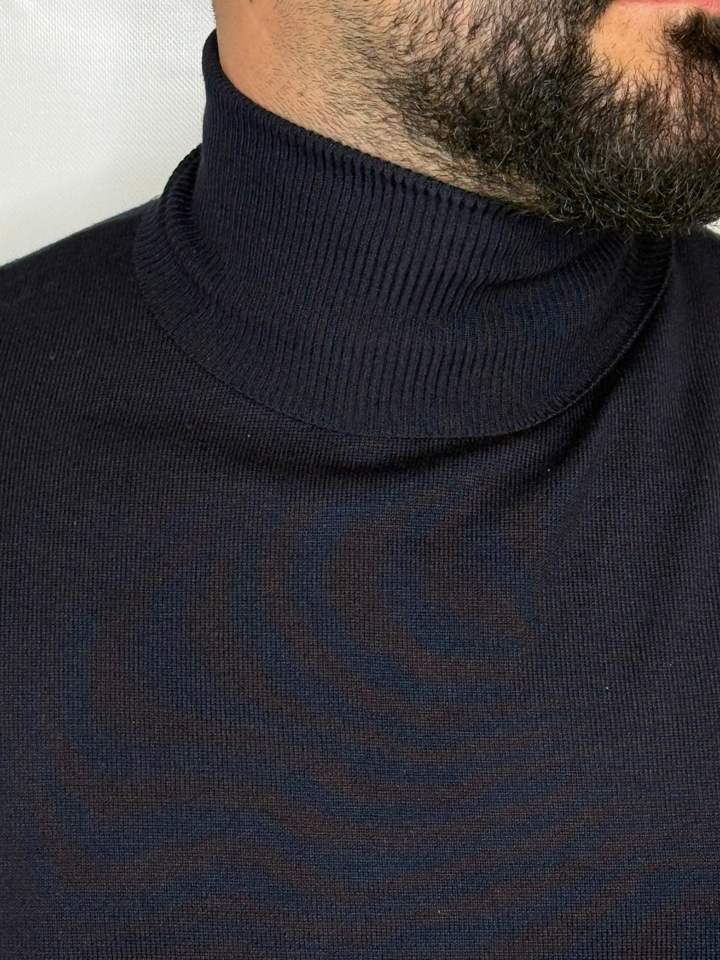 Maglione Collo Alto Blu Navy
