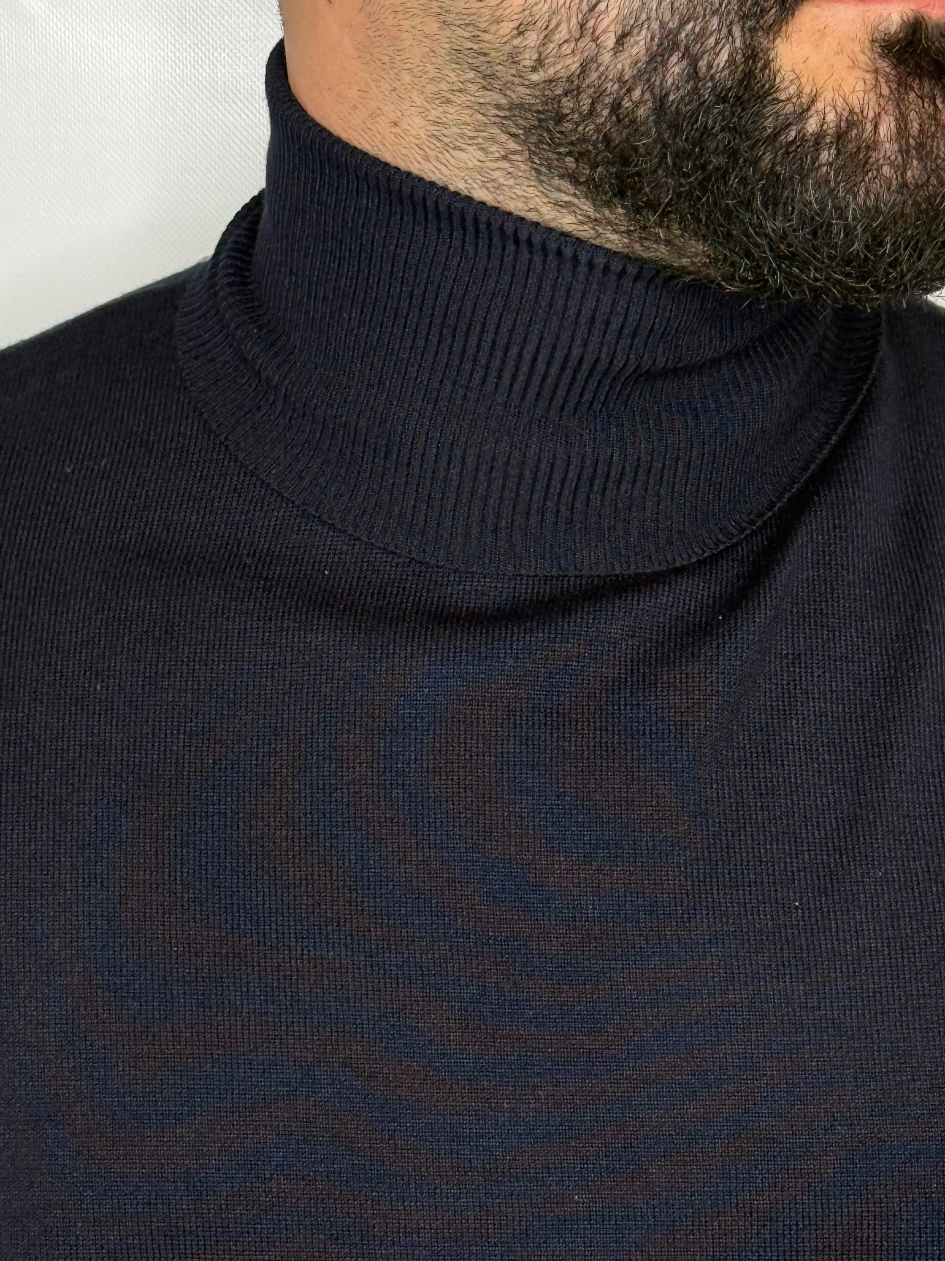 Maglione Collo Alto Blu Navy