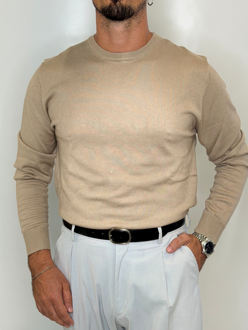 Maglione Girocollo Beige