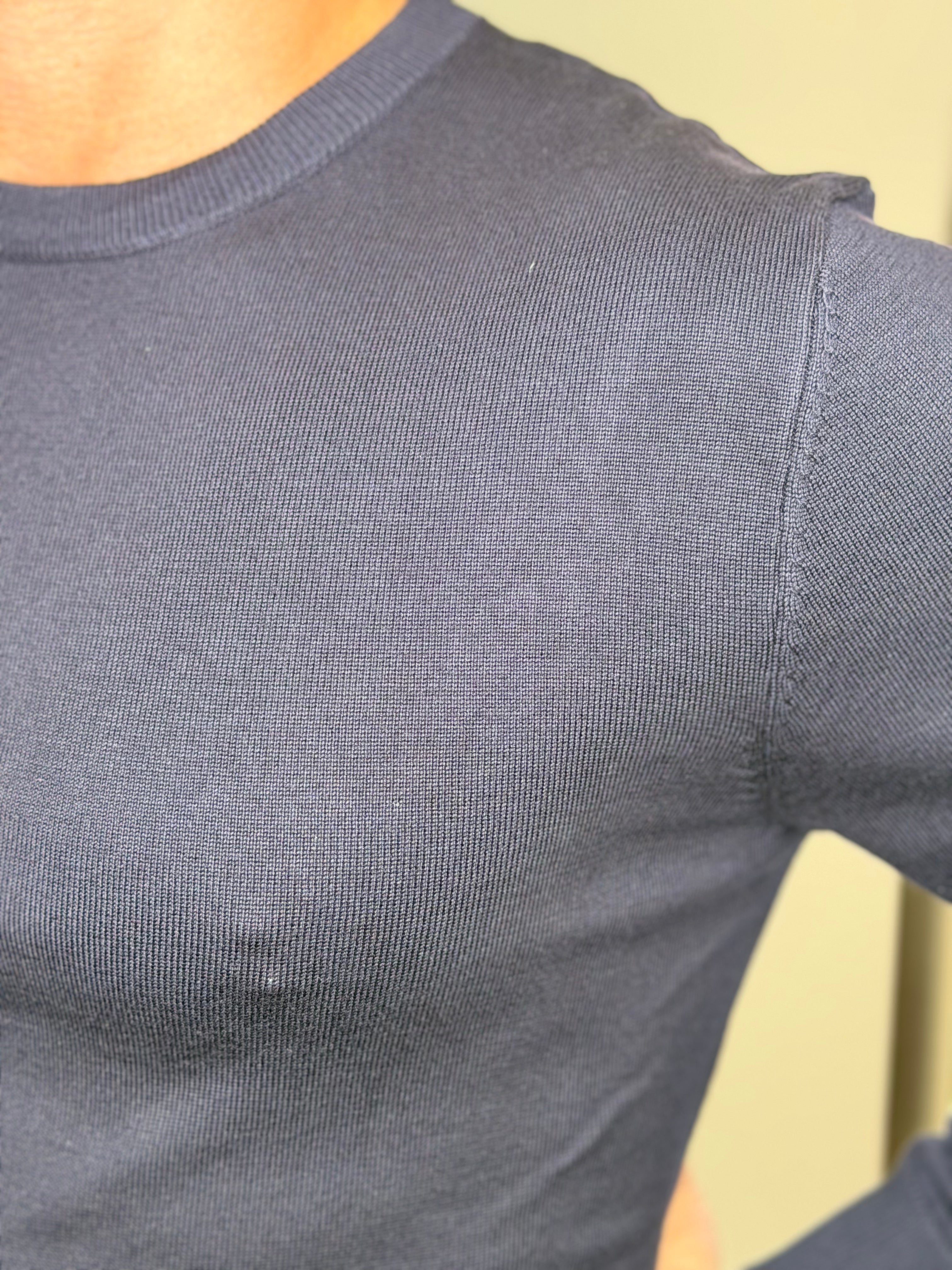 Maglione Girocollo Blu Navy