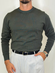 Maglione Girocollo Verde Bosco