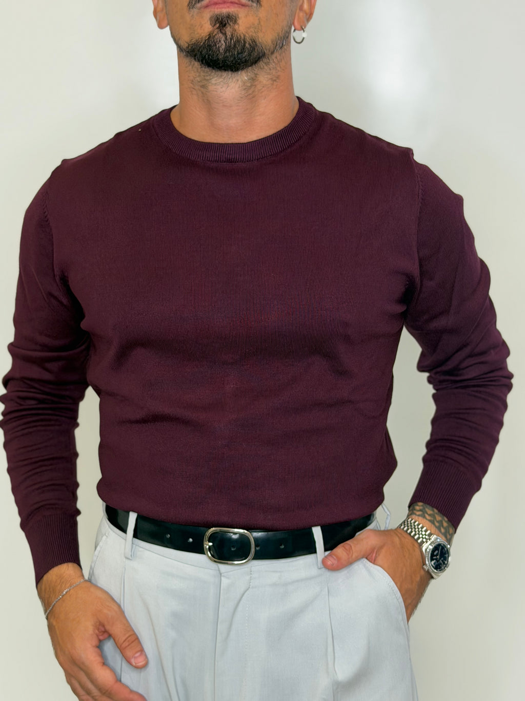 Maglione Girocollo Bordeaux