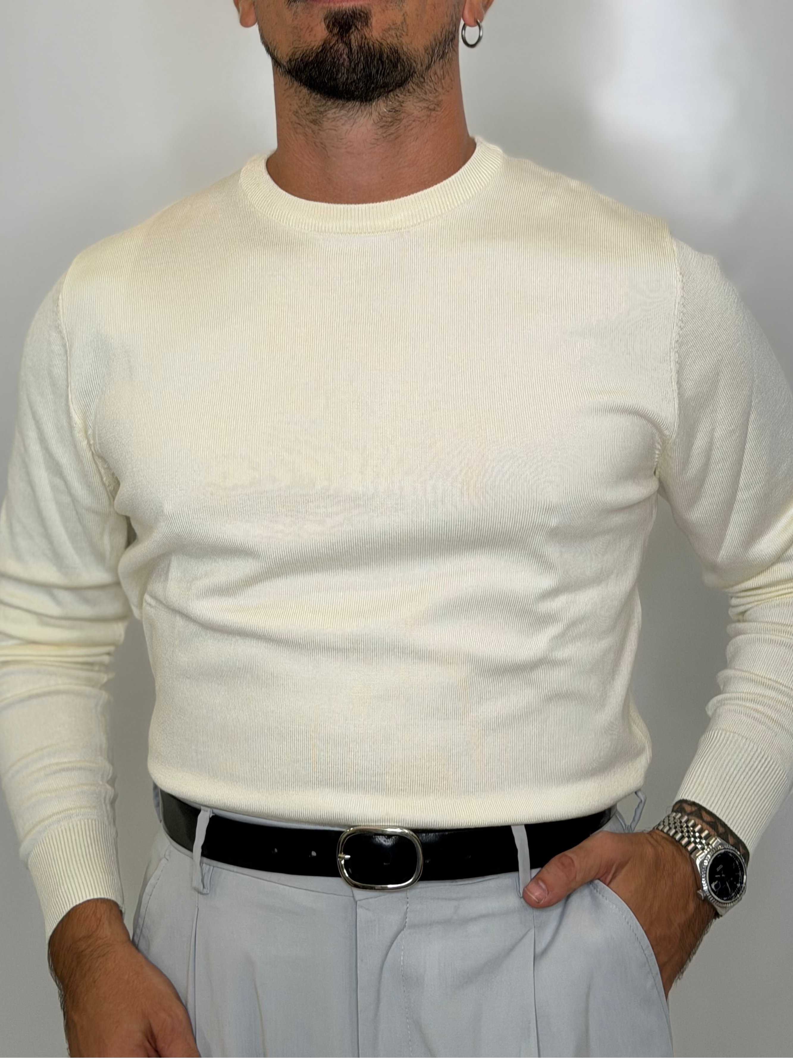 Maglione Girocollo Panna