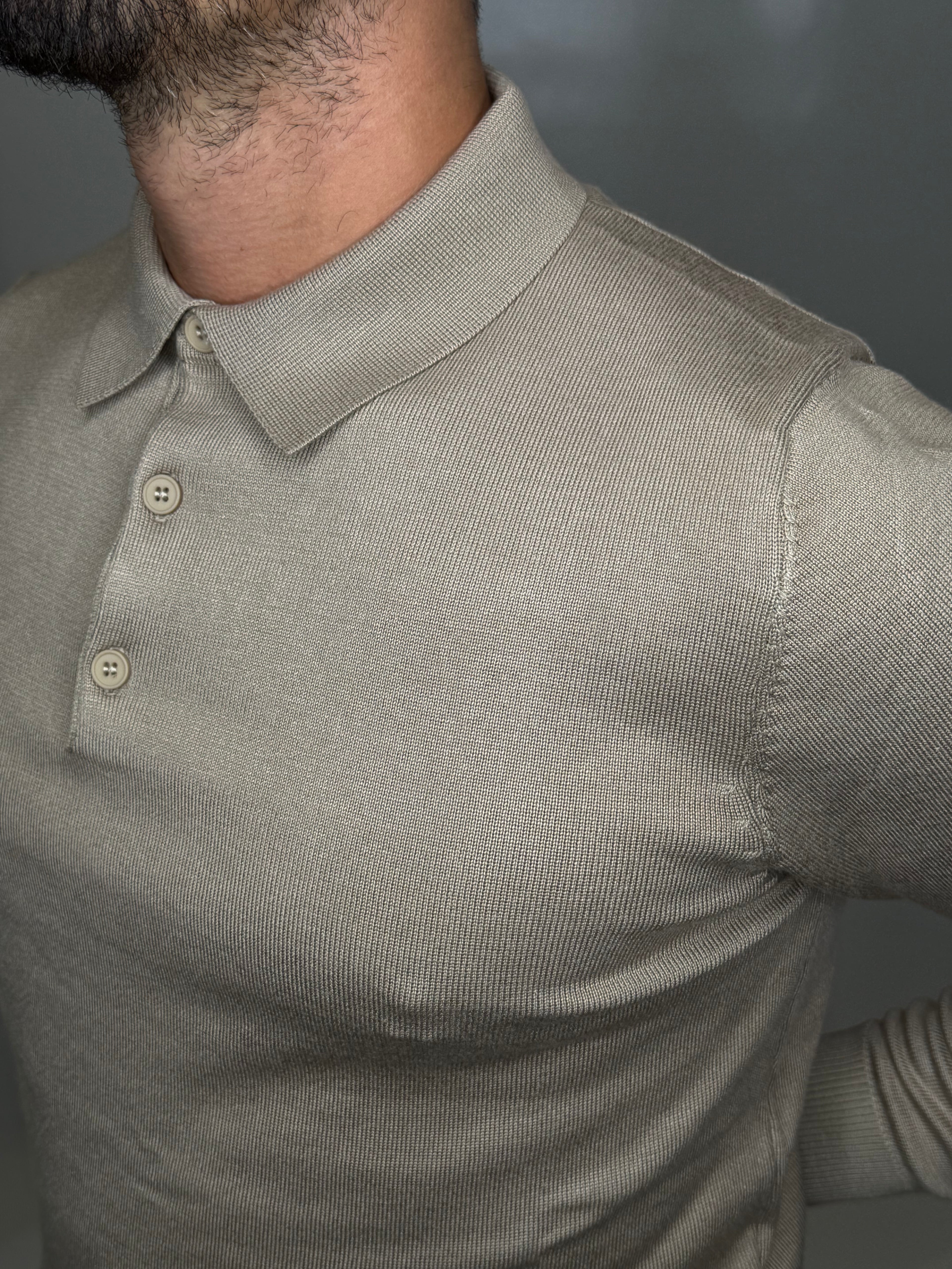 Polo Manica Lunga Beige
