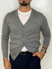 Cardigan Liscio Grigio