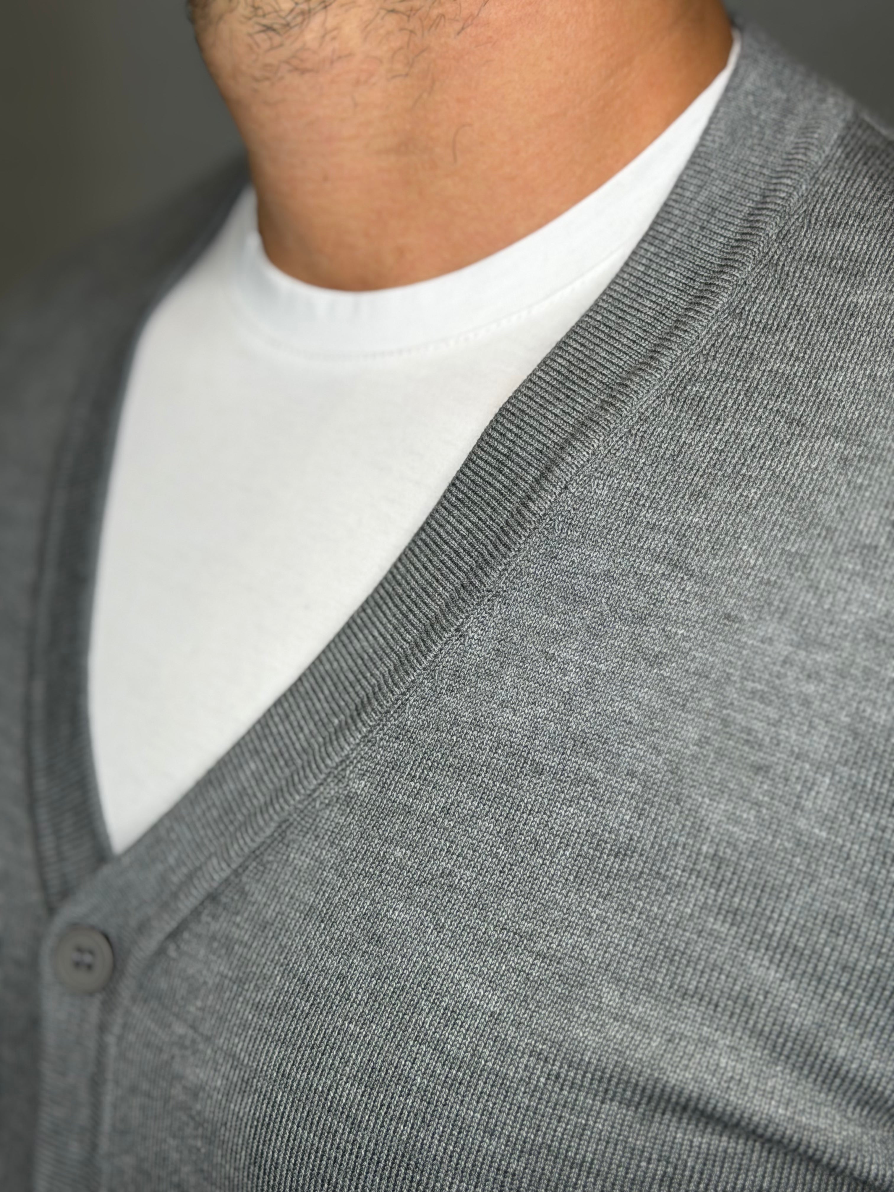 Cardigan Liscio Grigio