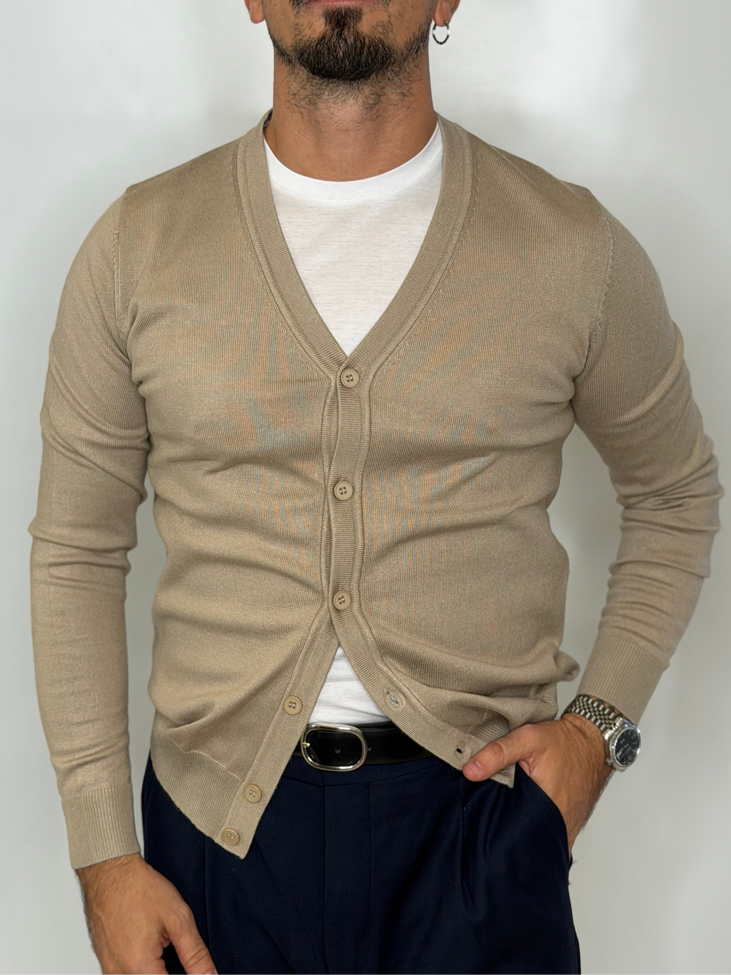 Cardigan Liscio Beige
