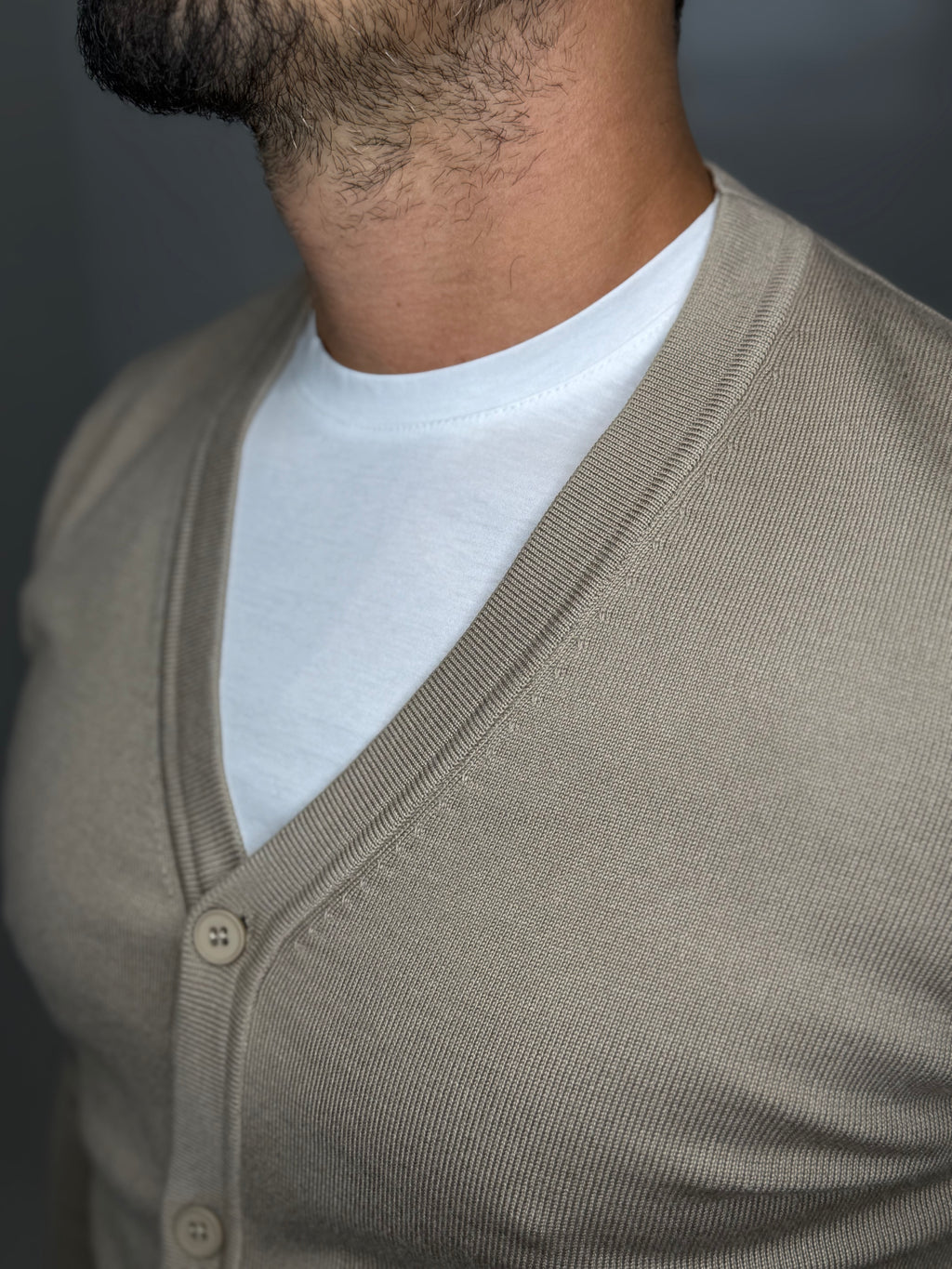 Cardigan Liscio Beige