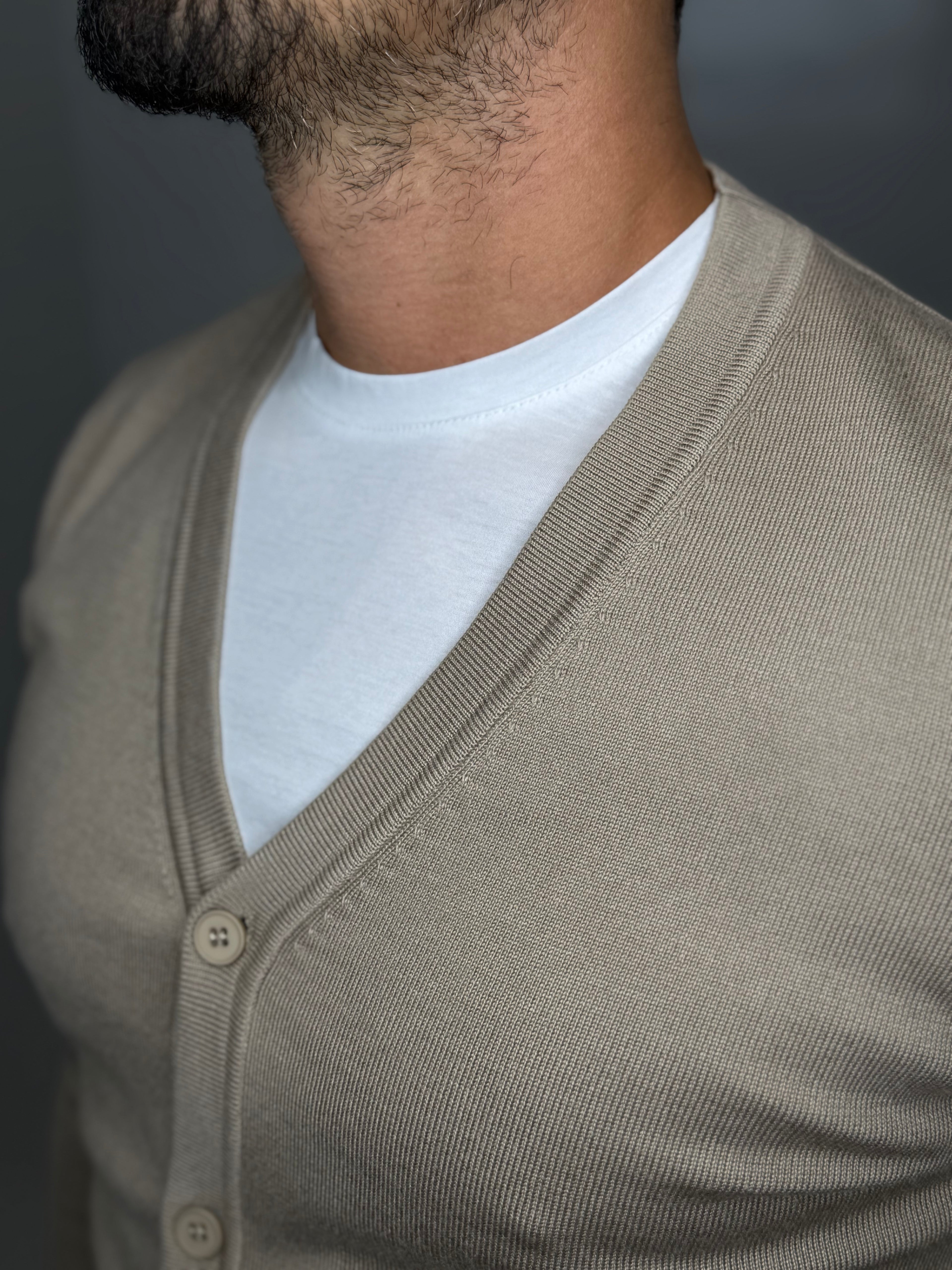 Cardigan Liscio Beige