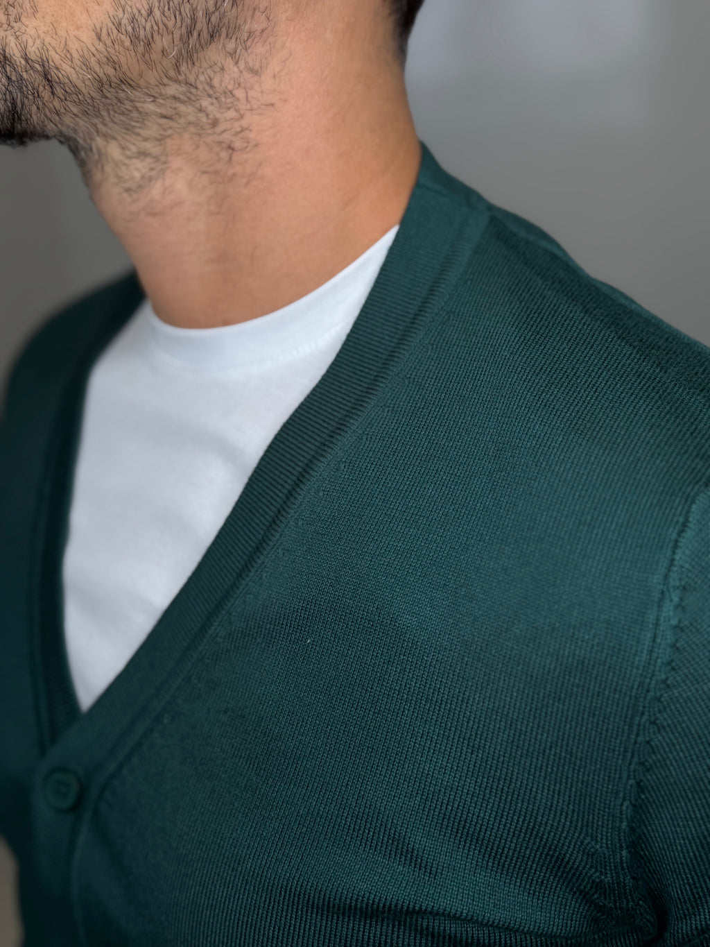 Cardigan Liscio Verde Bosco