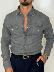 Dark Wash Mother-of-Pearl Denim Shirt
