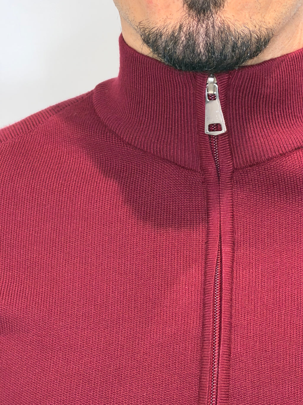 Cardigan Zip Tasca Bordeaux