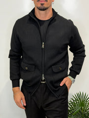 Cardigan Zip Tasca Nero