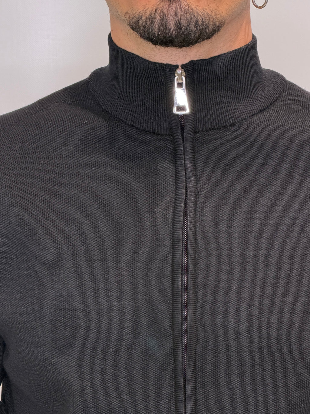 Cardigan Zip Tasca Nero