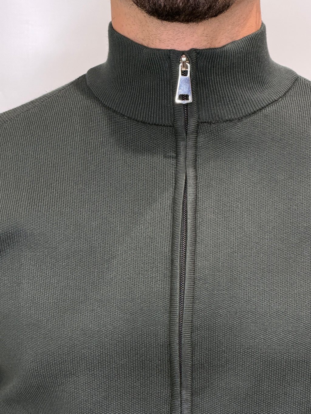 Cardigan Zip Tasca Verde Bosco