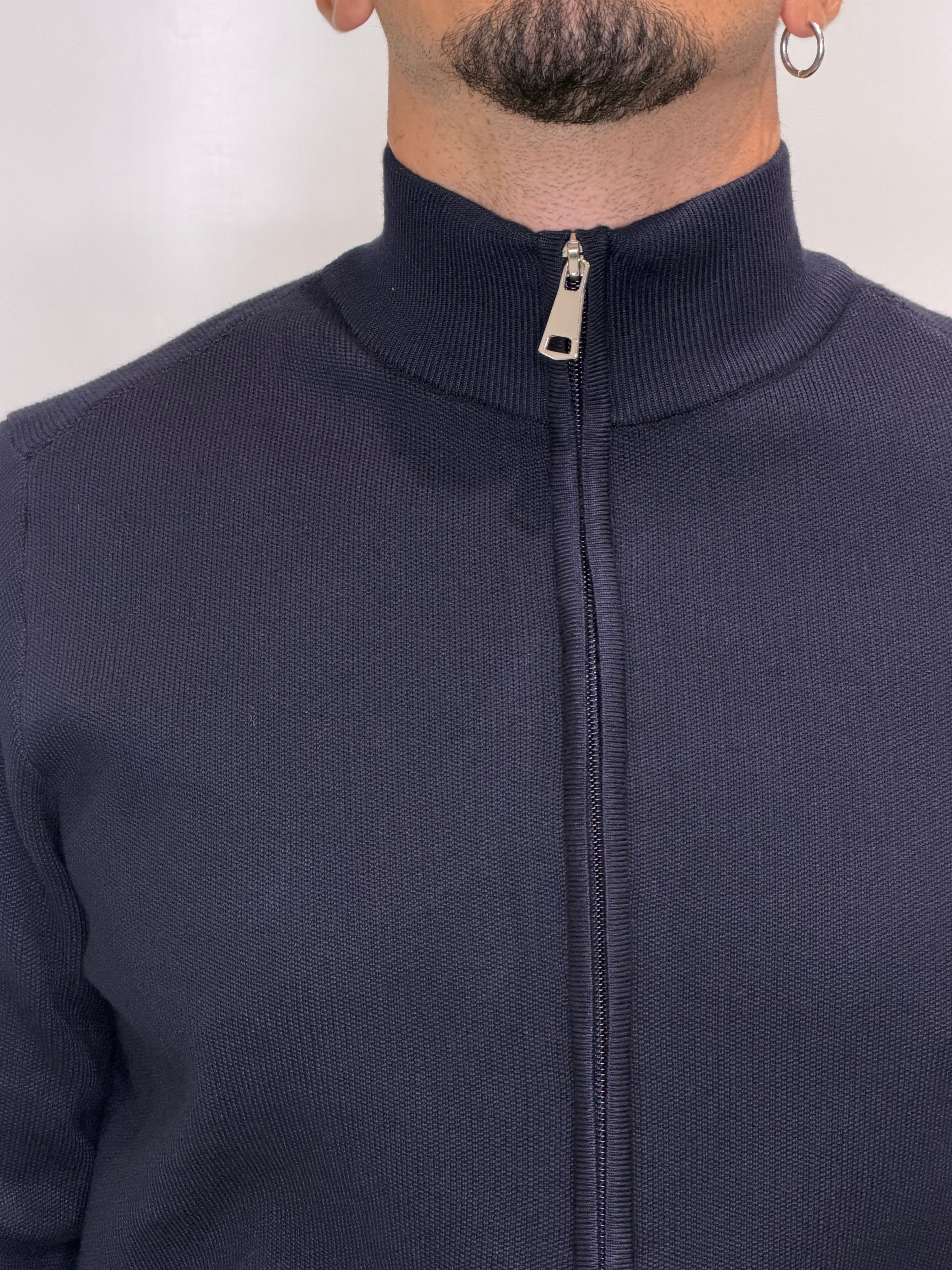 Cardigan Zip Tasca BluMidnight