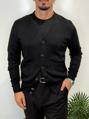Cardigan Doppio Tasca Nero