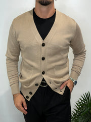 Cardigan Doppio Tasca Beige