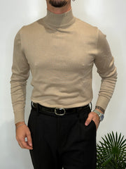 Maglione Mezzo Collo Beige