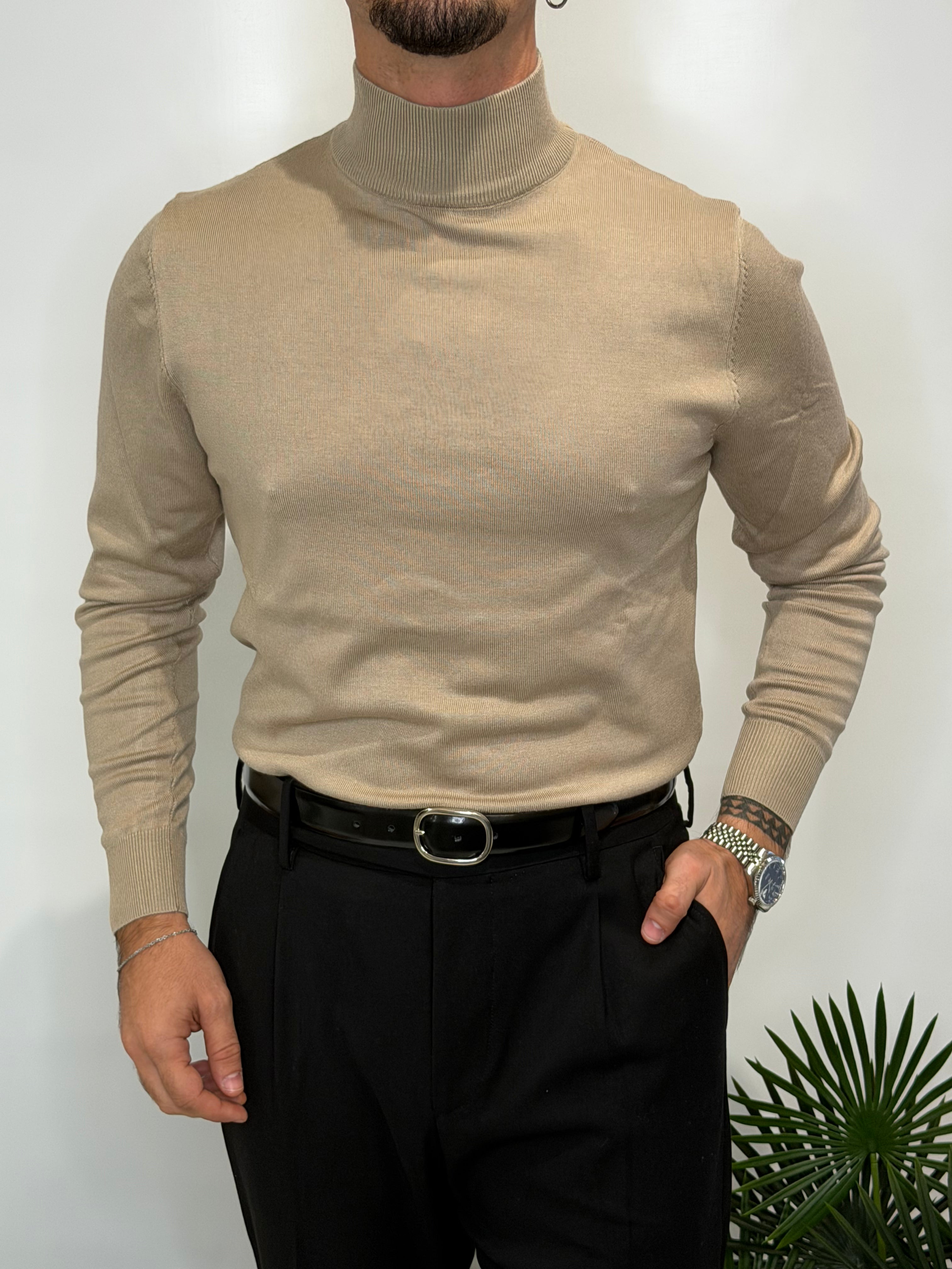 Beige Turtleneck Sweater