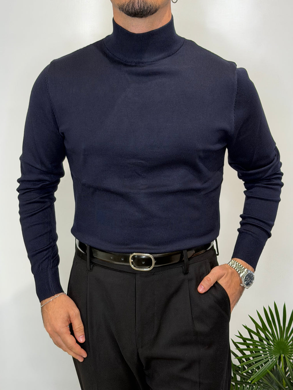 Maglione Mezzo Collo Blu Midnight
