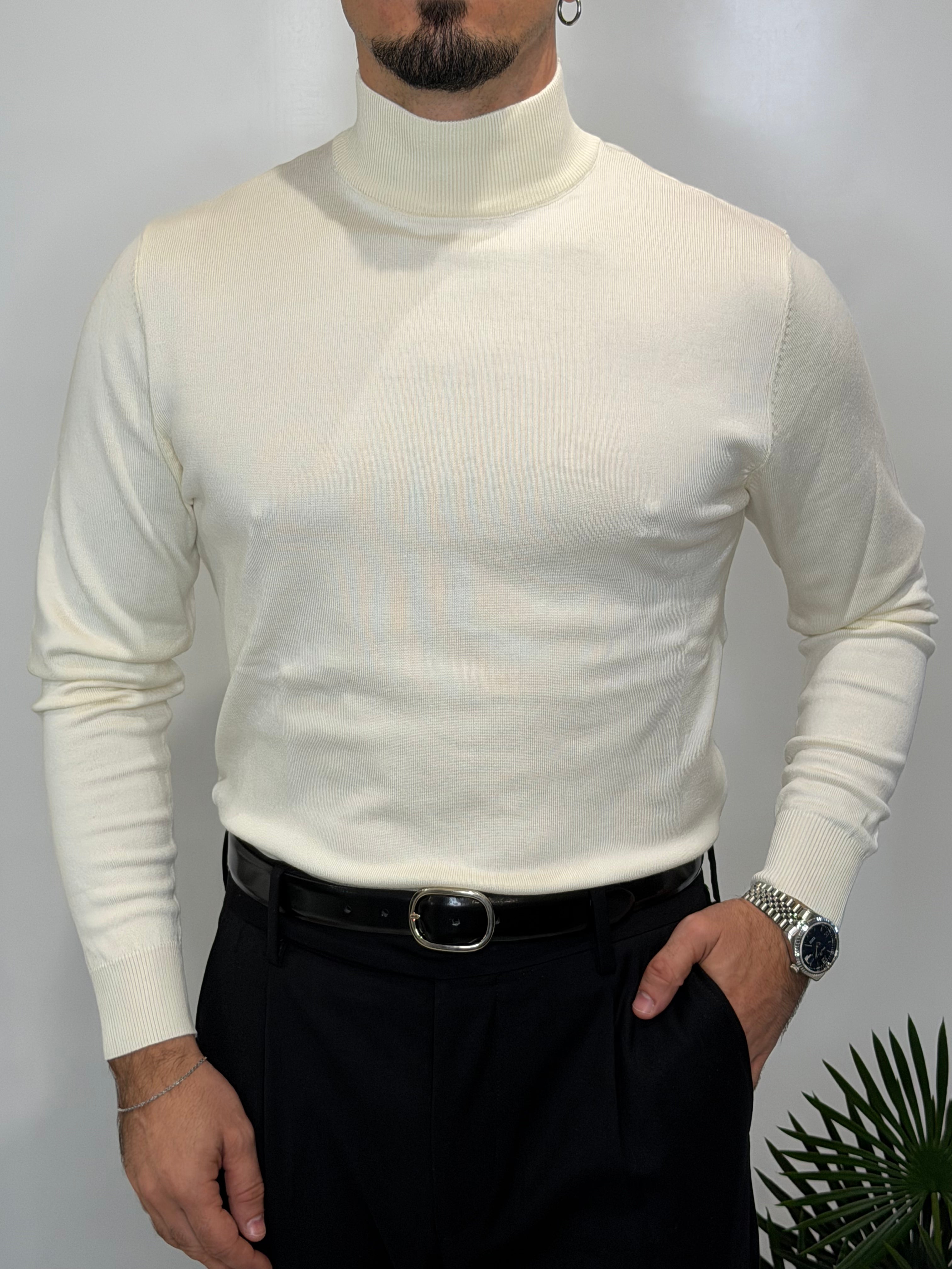 Maglione Mezzo Collo Panna
