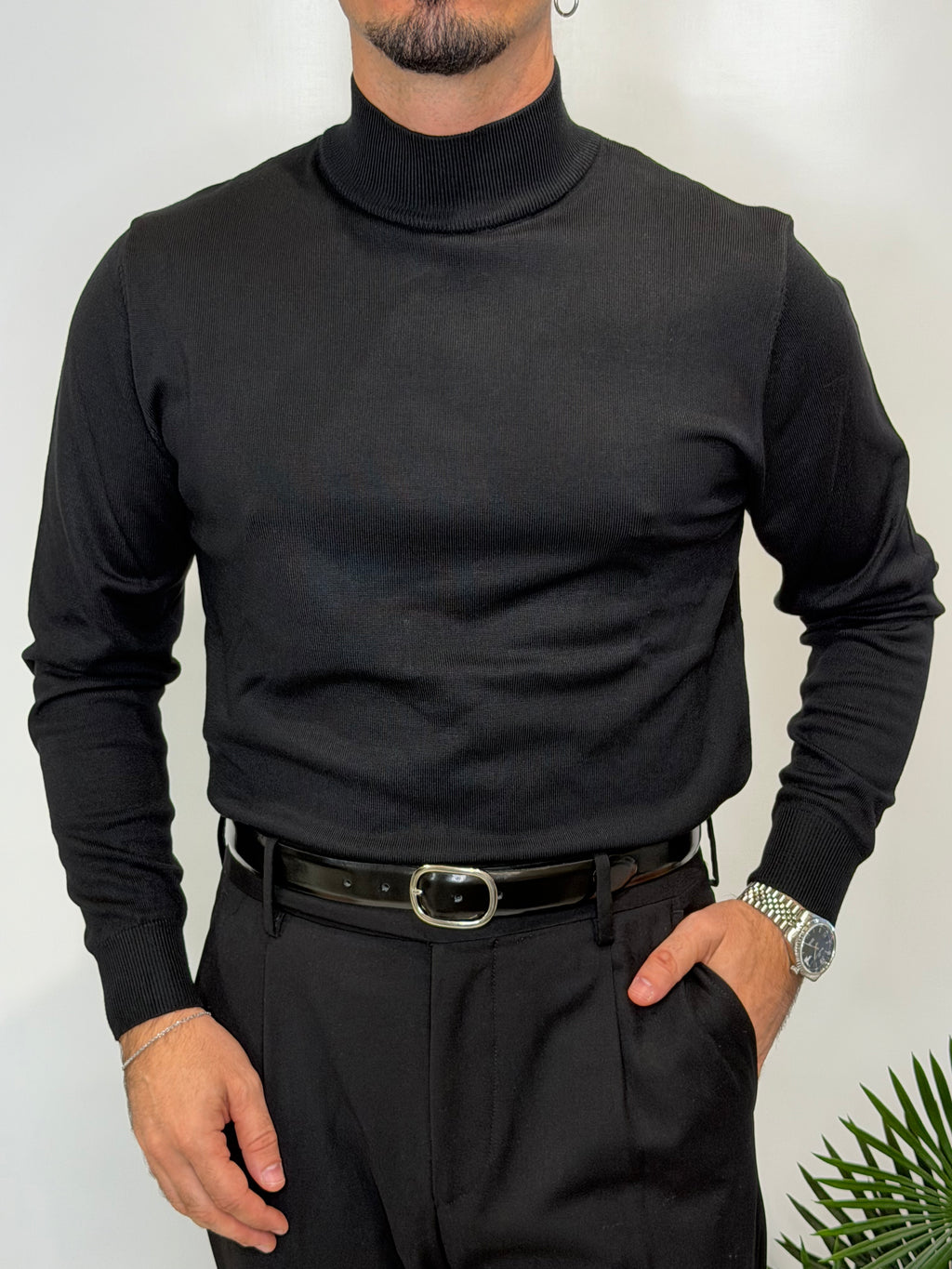 Maglione Mezzo Collo Nero