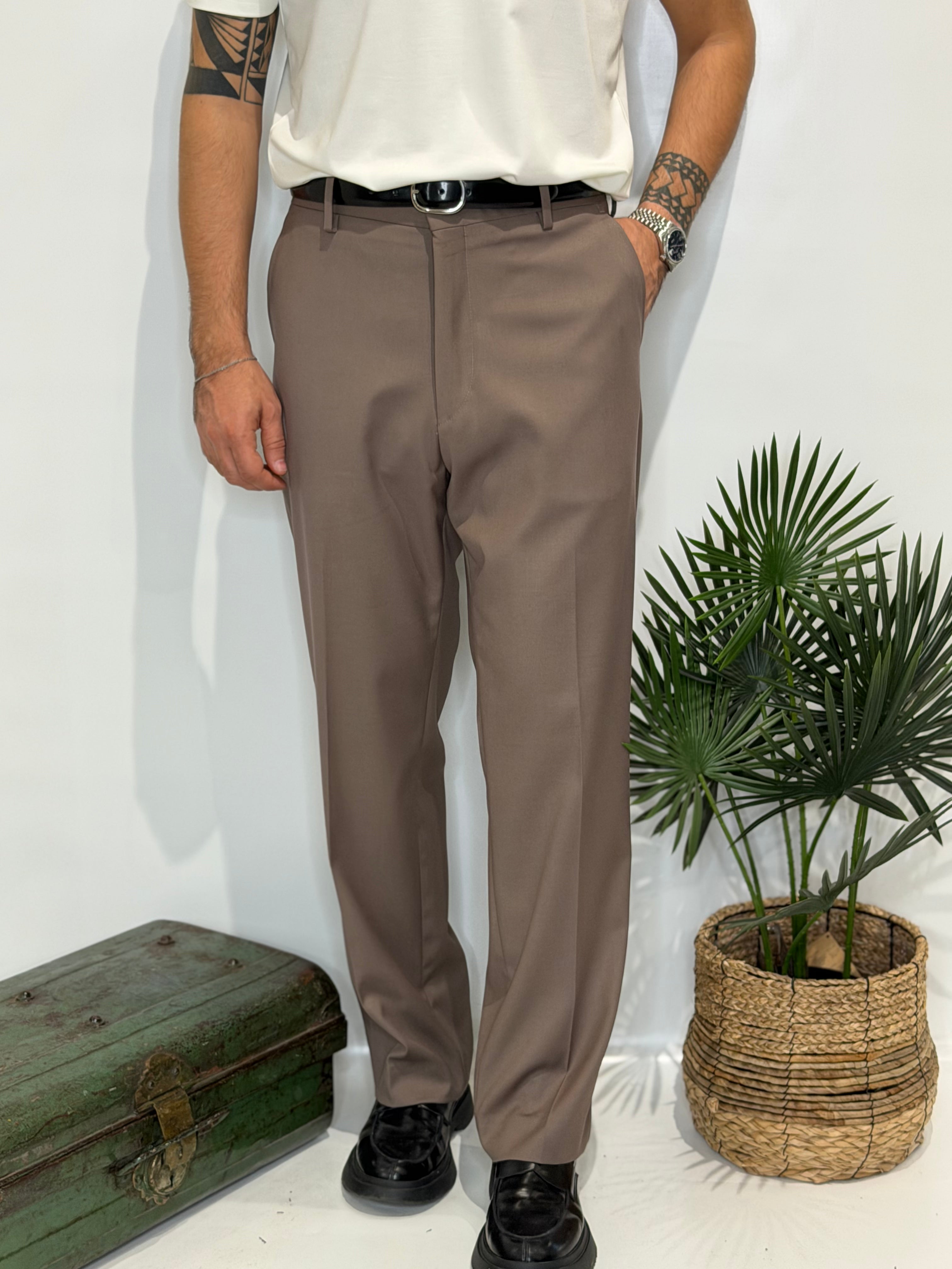 Pantalone Fondo Ampio Tortora invernale