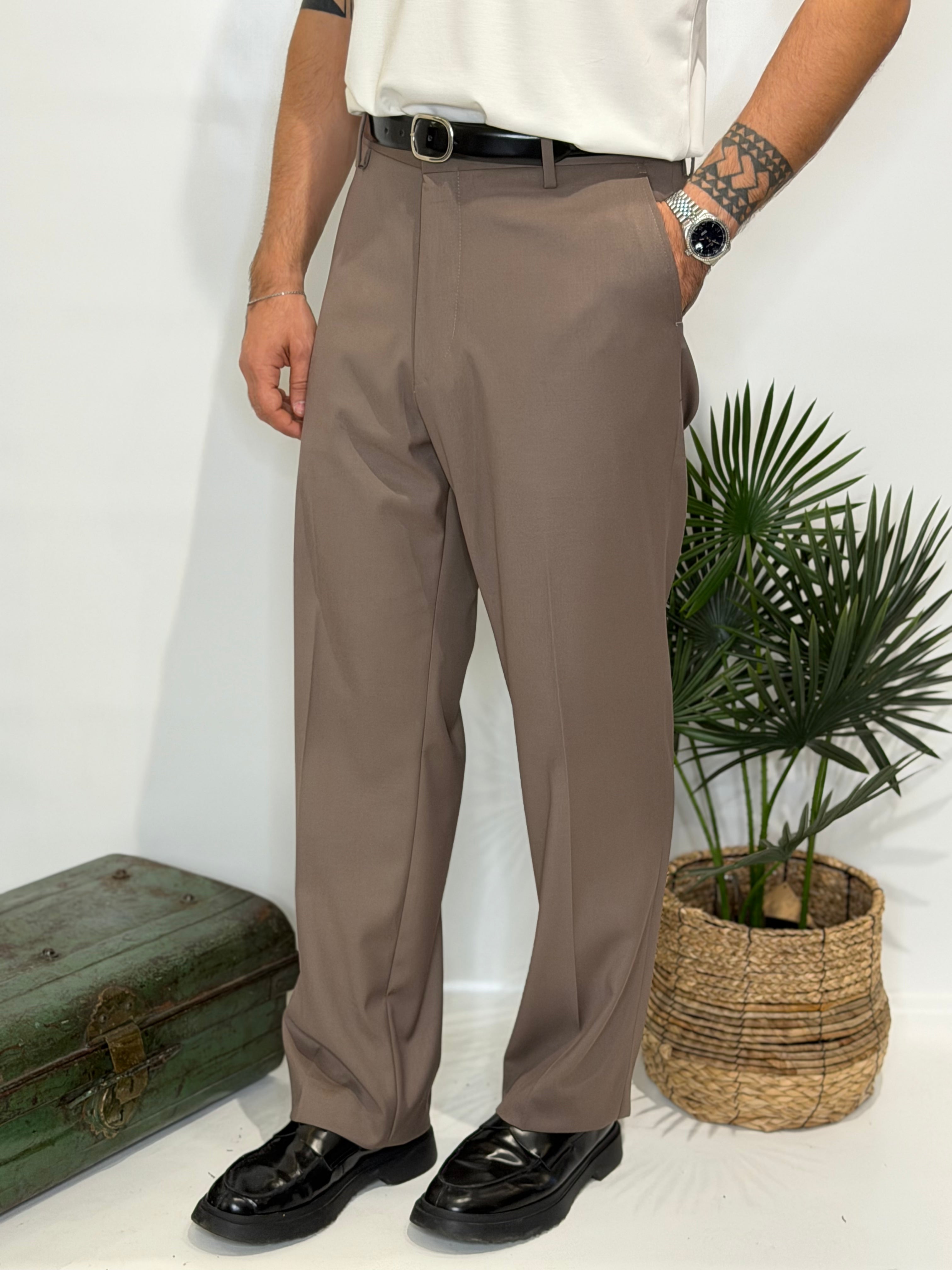 Pantalone Fondo Ampio Tortora invernale