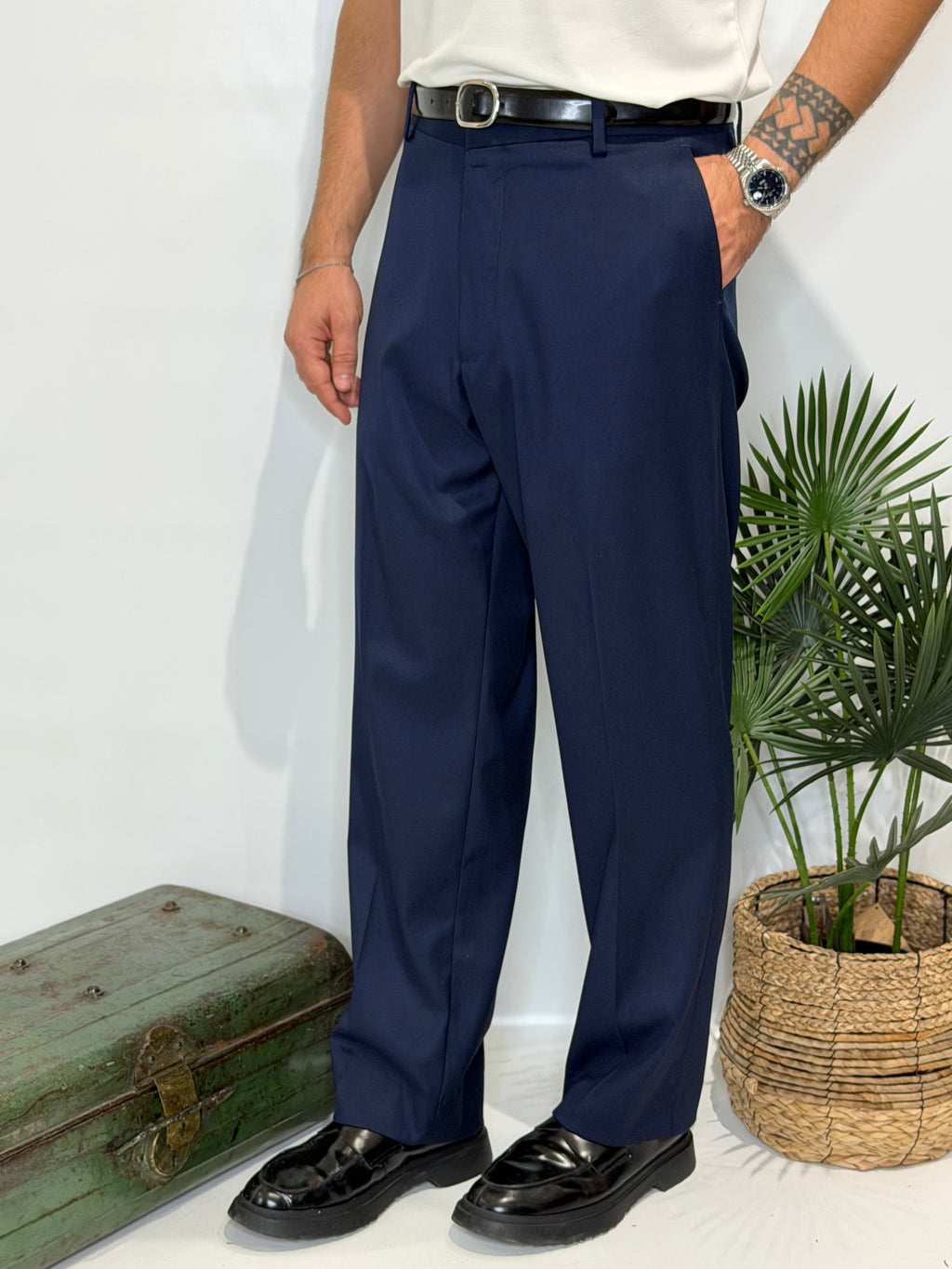 Pantalone Fondo Ampio Blu invernale