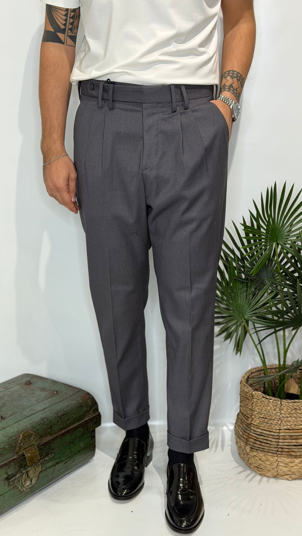 Pantalone Doppia Pence Grigio Invernale
