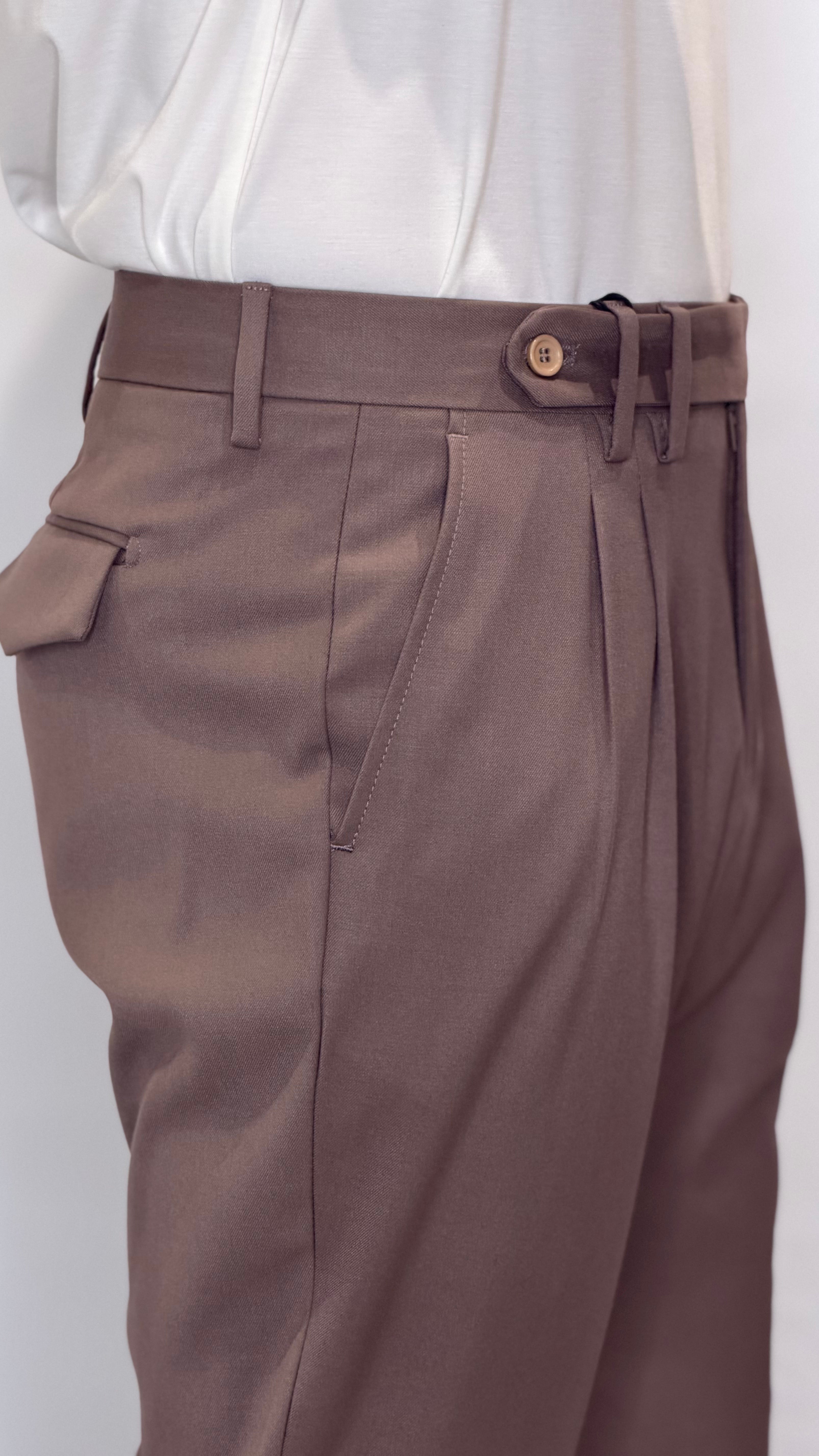 Pantalone Doppia Pence Tortora Invernale