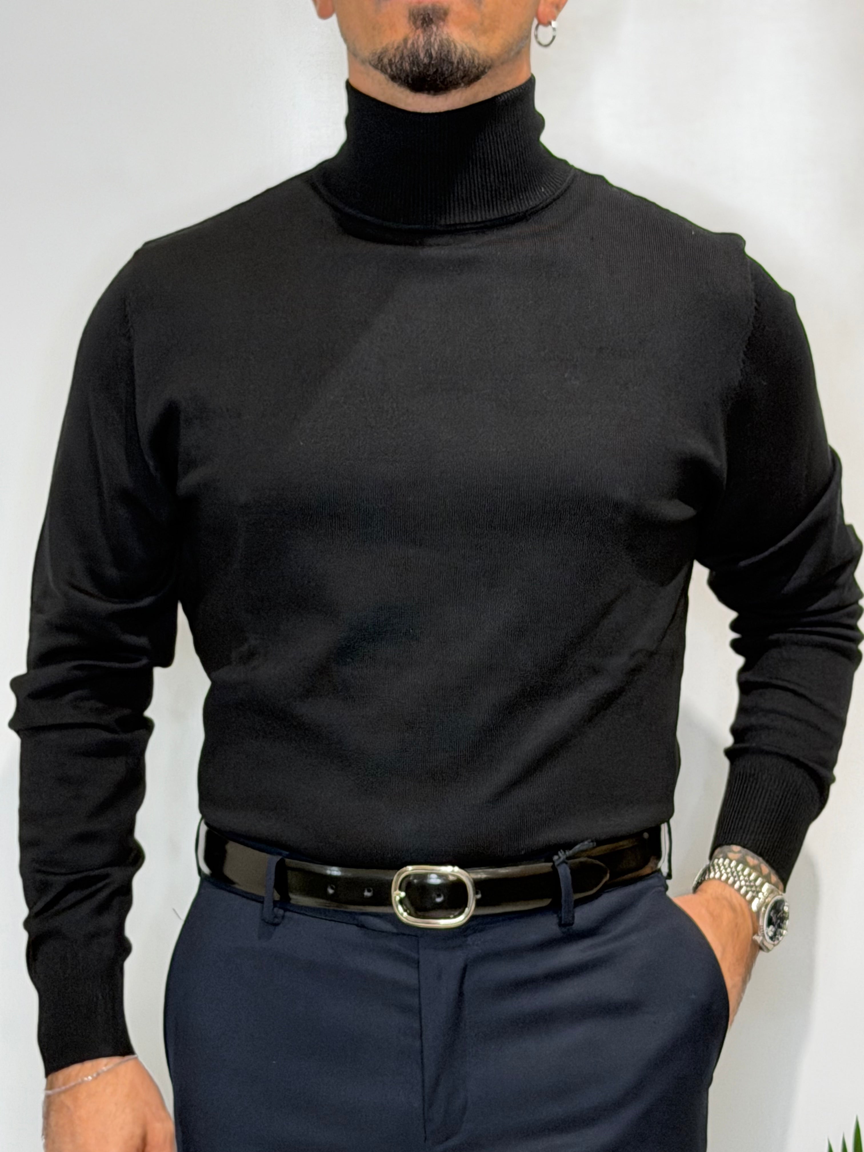 Maglione Collo Alto Nero
