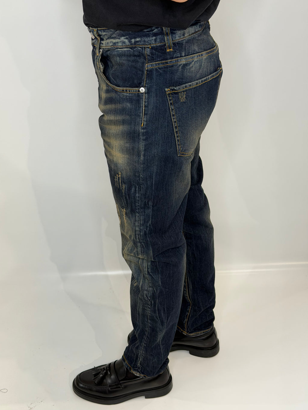 Jeans Regular Elaborato Sabbiato blu