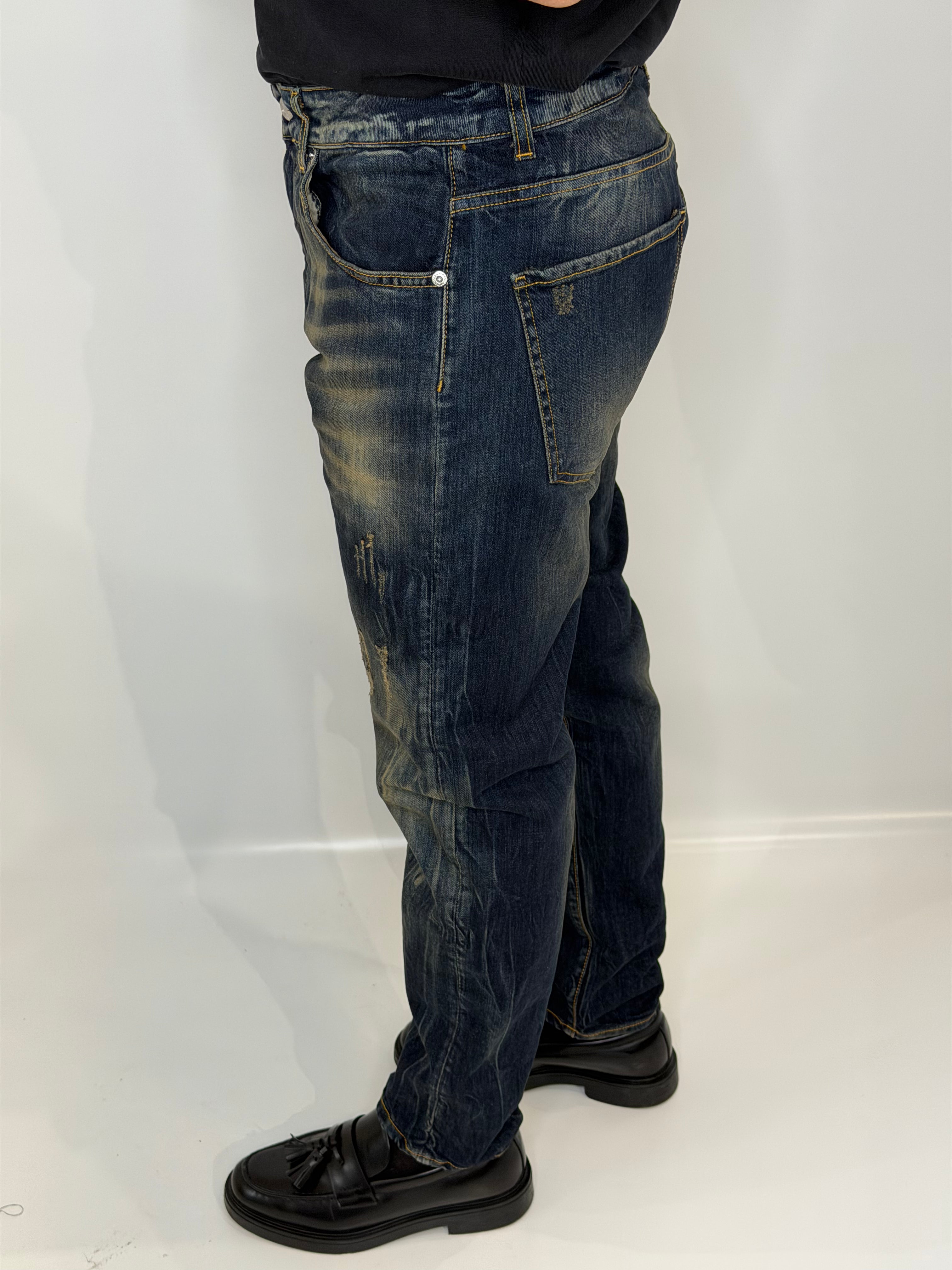 Jeans Regular Elaborato Sabbiato blu