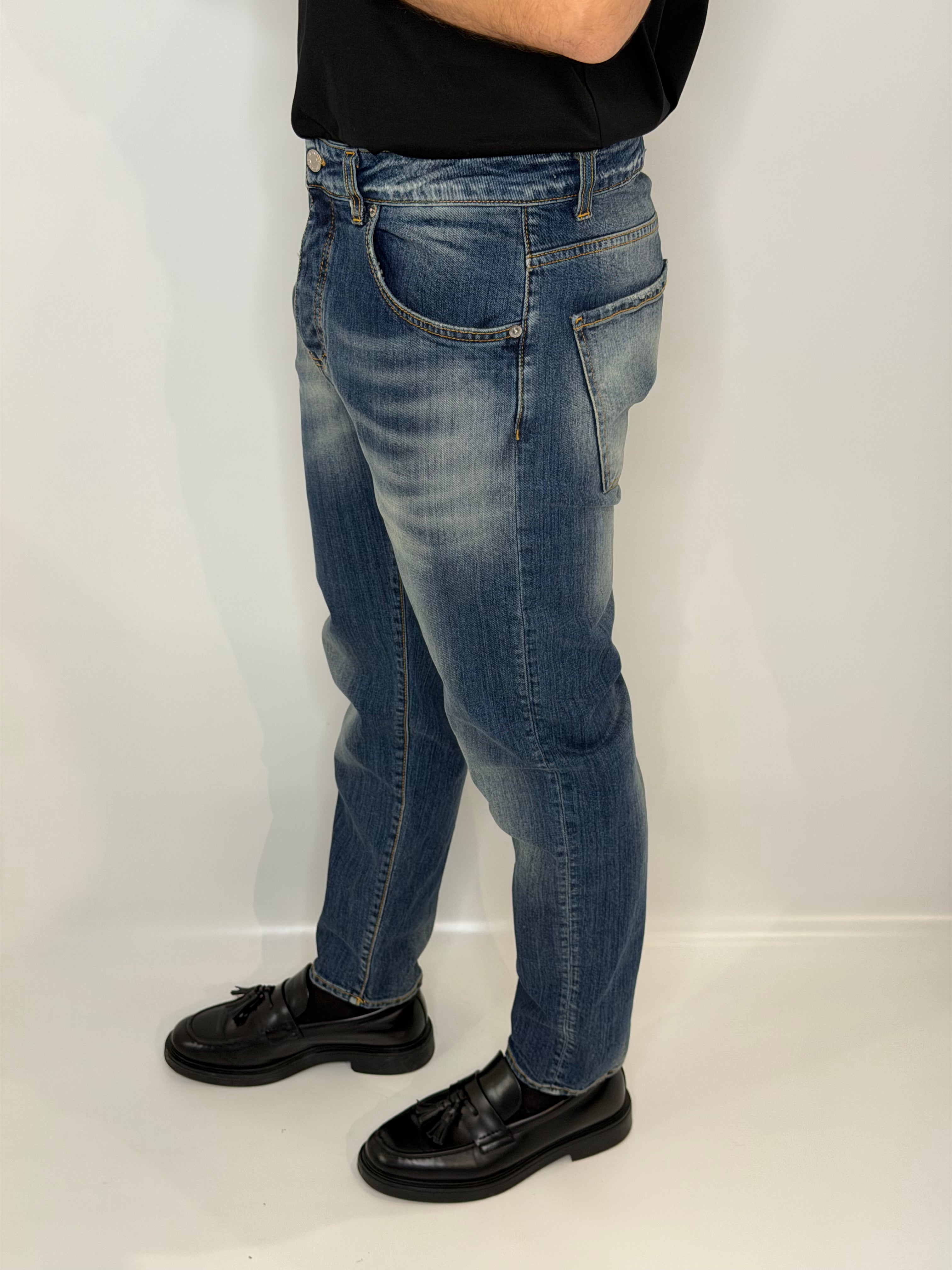 Jeans Regular Sabbiato Blu Chiaro