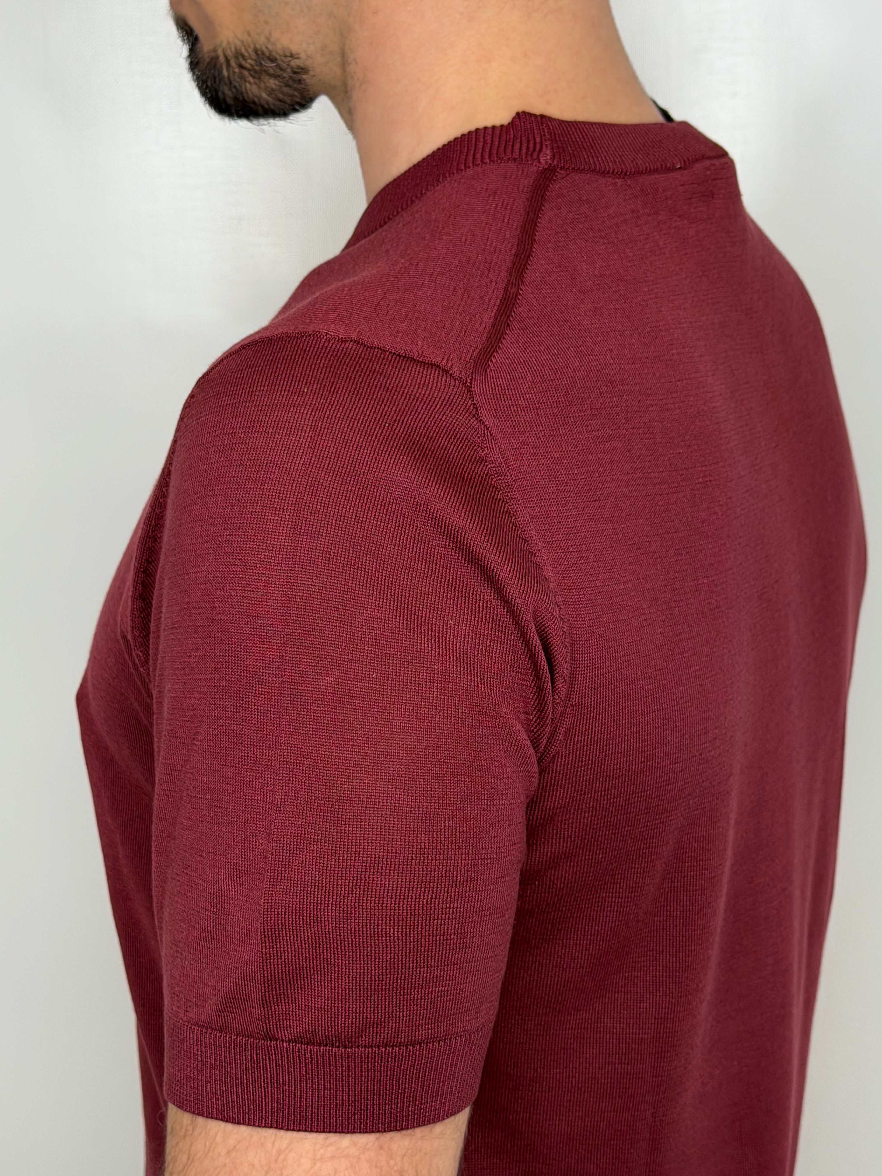 Maglia Girocollo in Filo Bordeaux