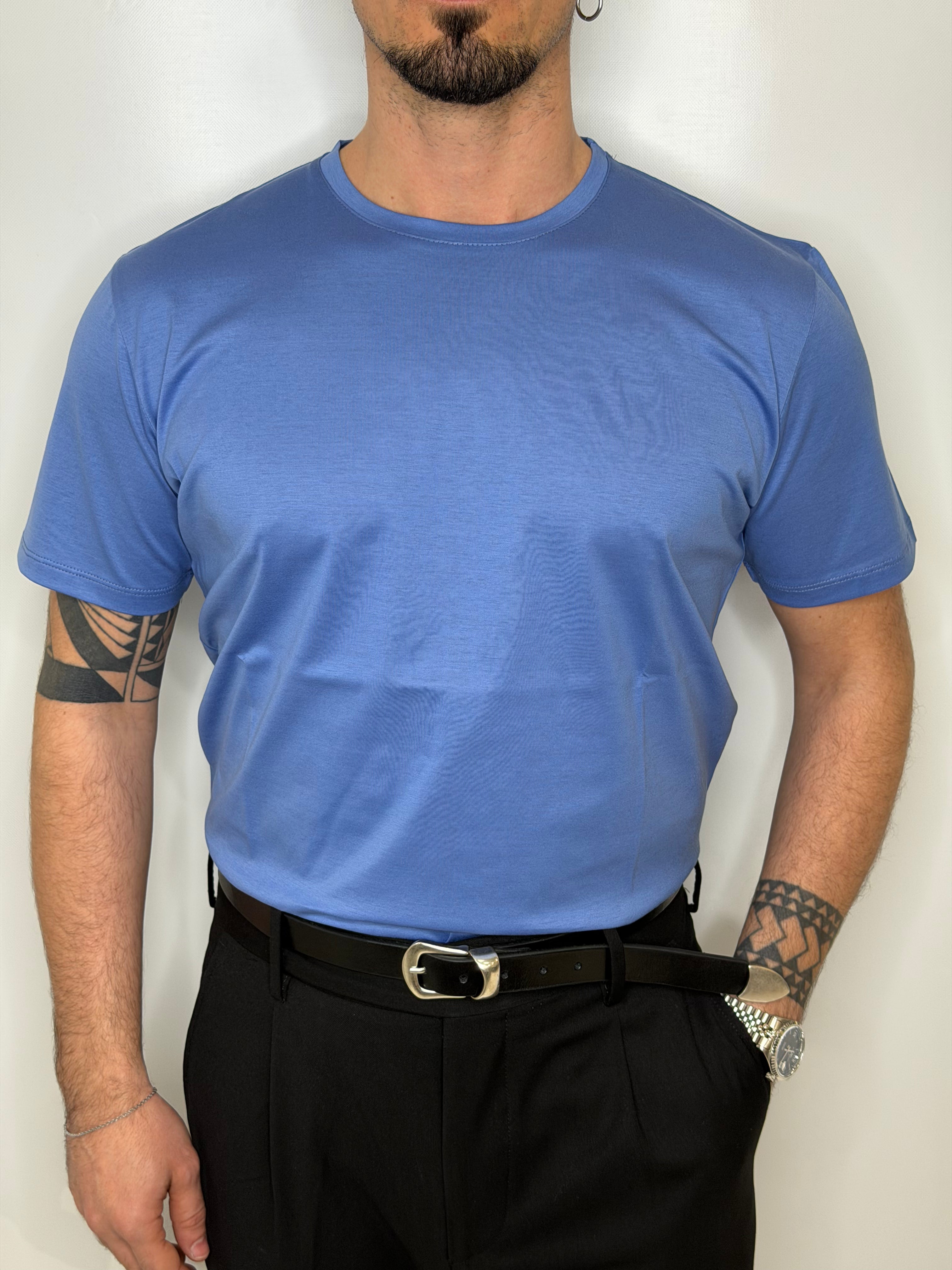 T-shirt 100% Filo Scozia Cielo