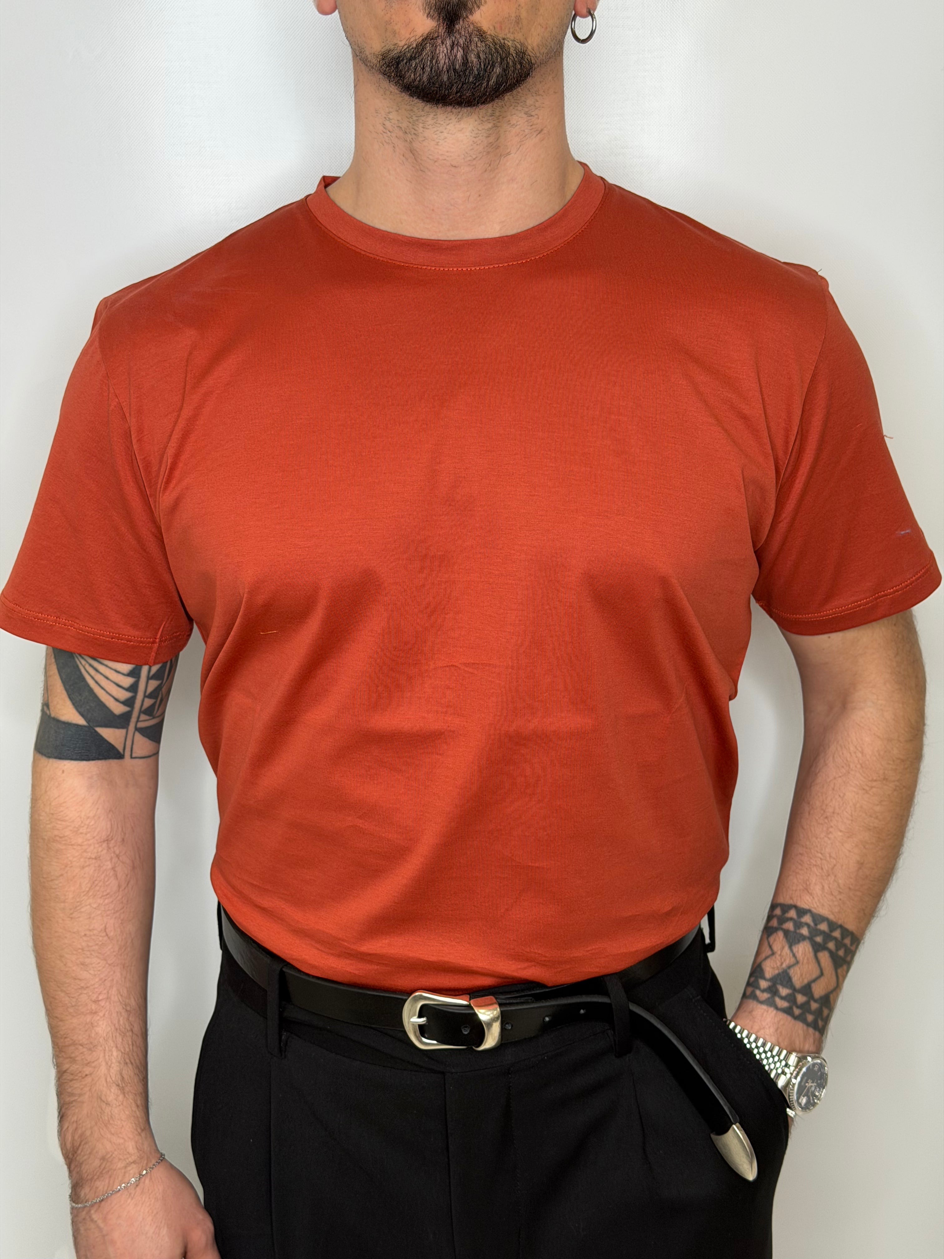 T-shirt 100% Filo Scozia Ruggine