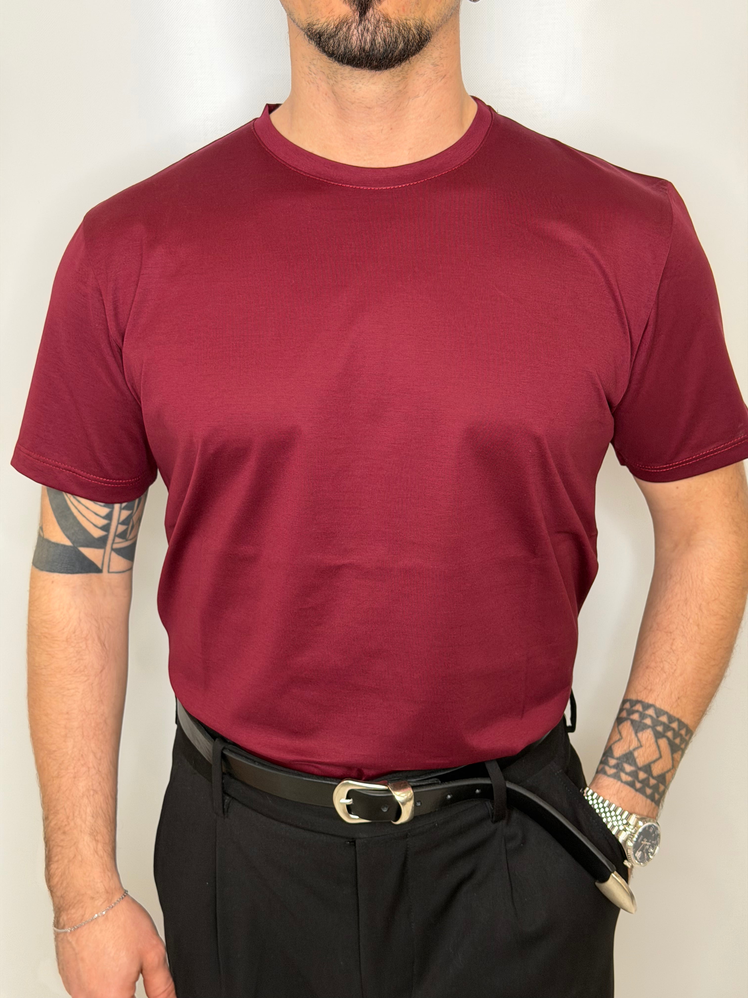 T-shirt 100% Filo Scozia Bordeaux
