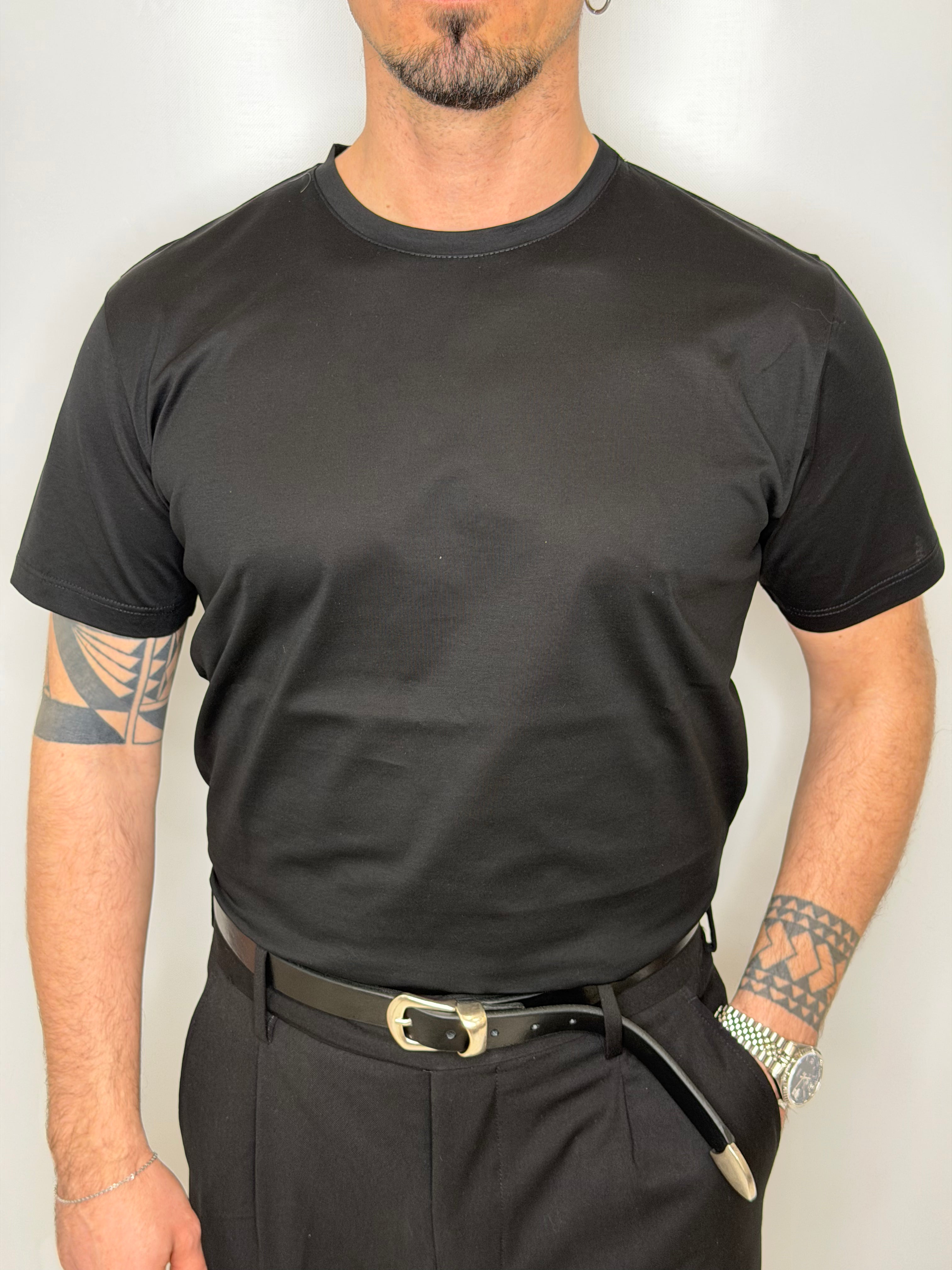 T-shirt 100% Filo Scozia Nero