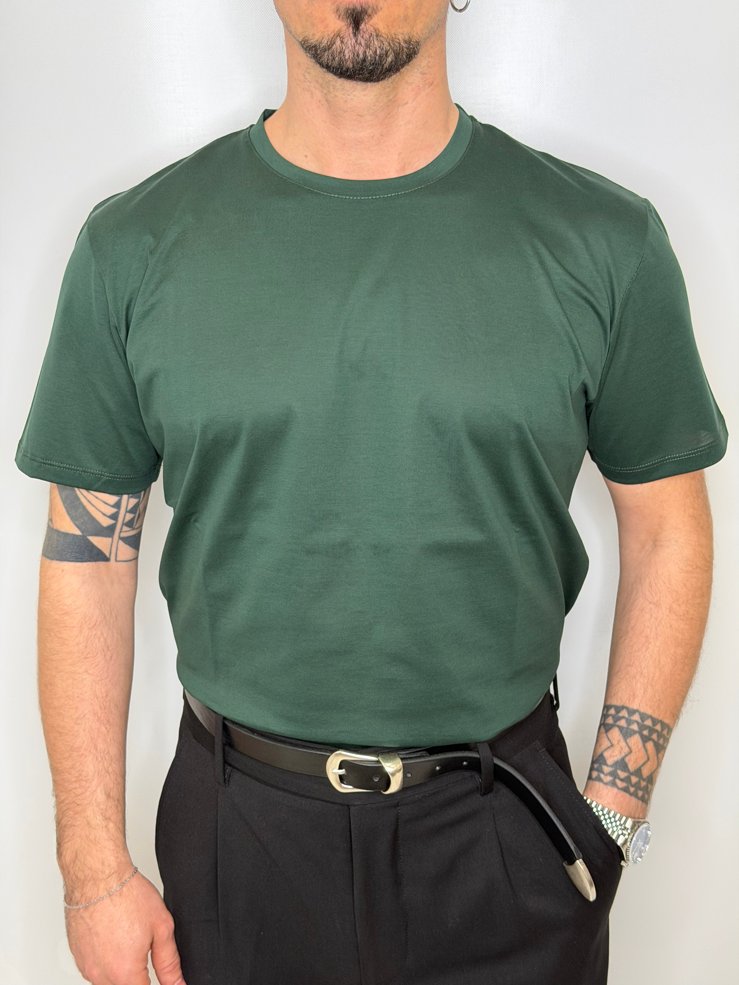 T-shirt 100% Filo Scozia Verde Bosco