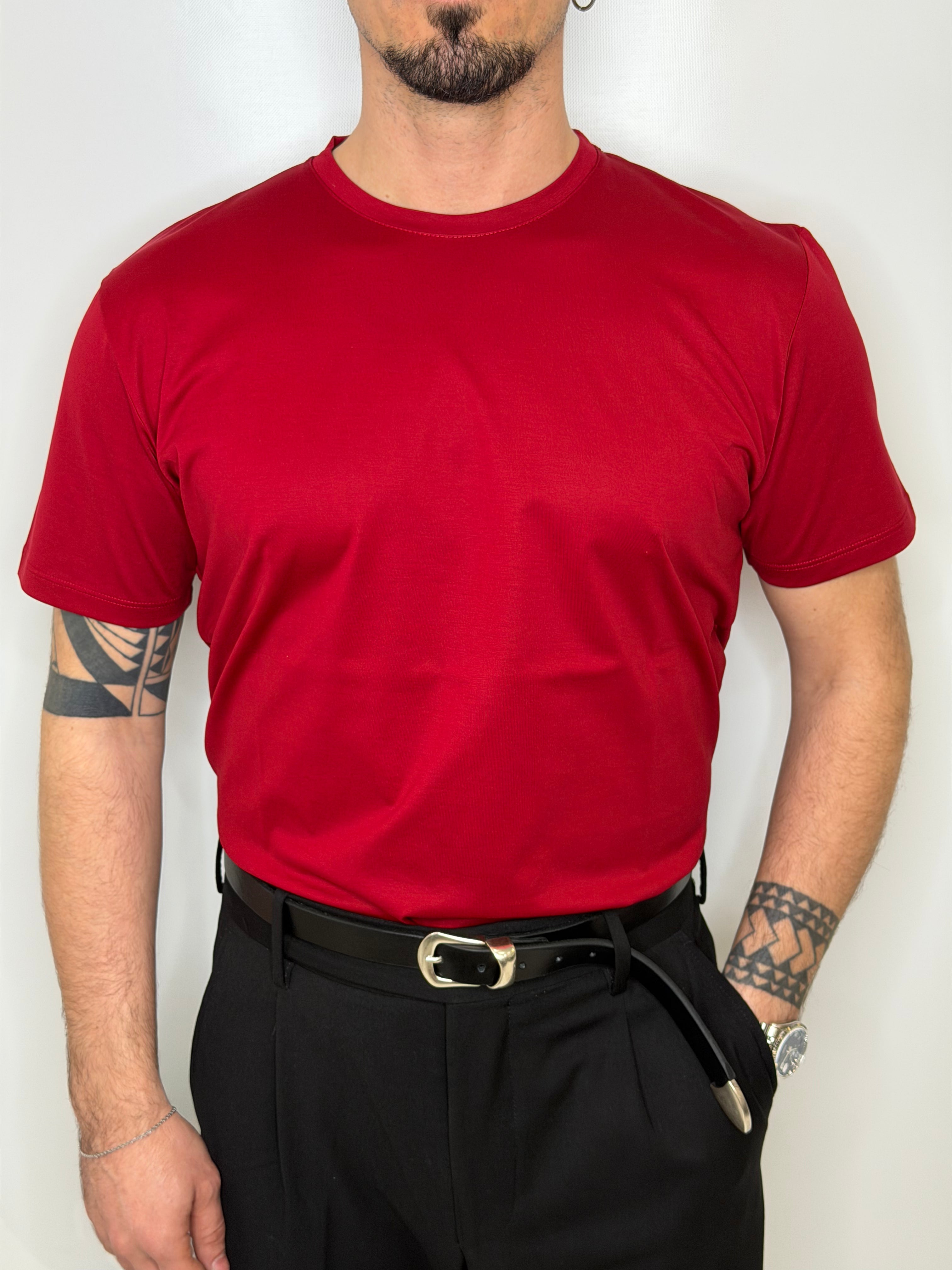 T-shirt 100% Filo Scozia Rosso