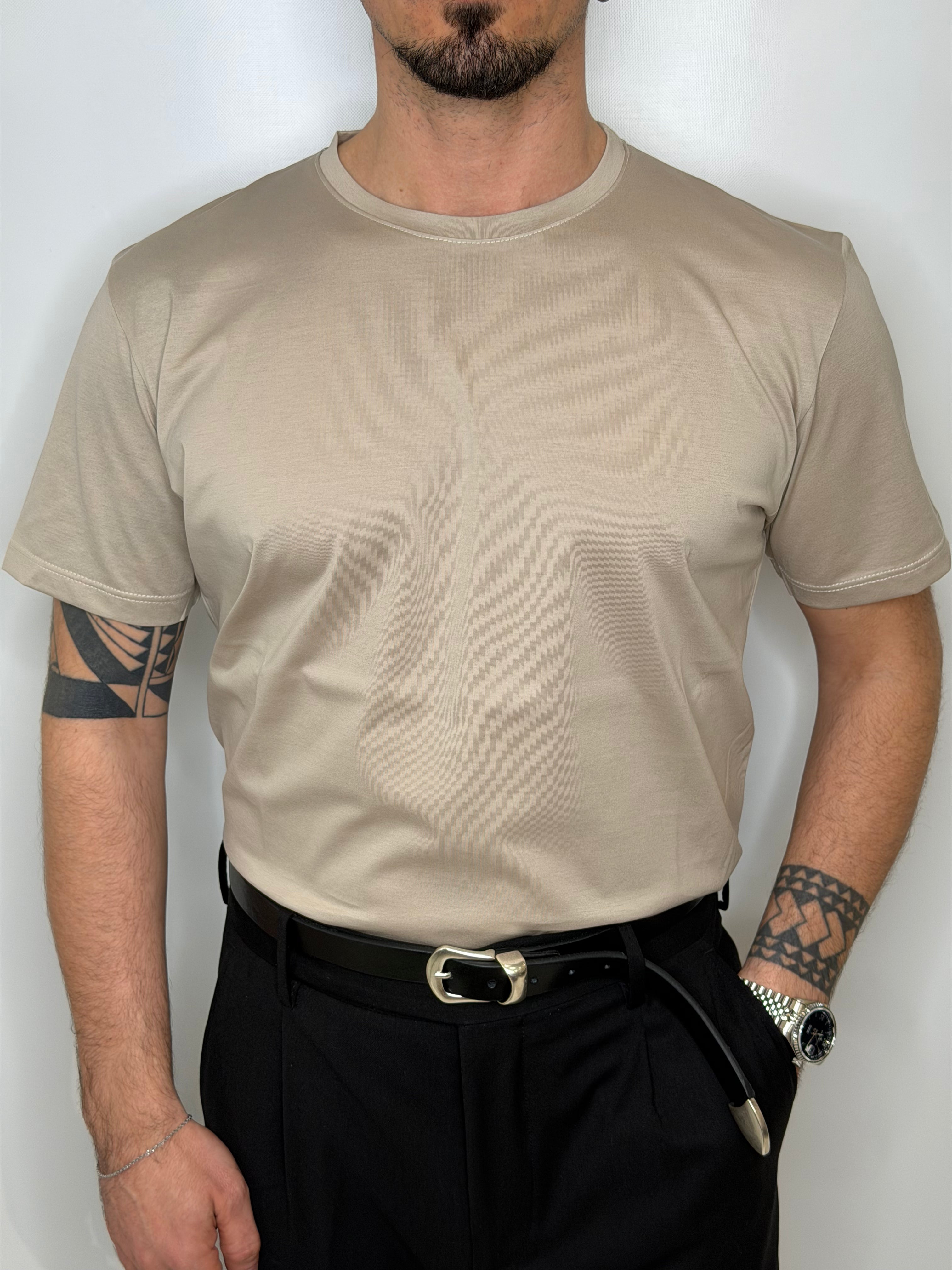 T-shirt 100% Filo Scozia Beige