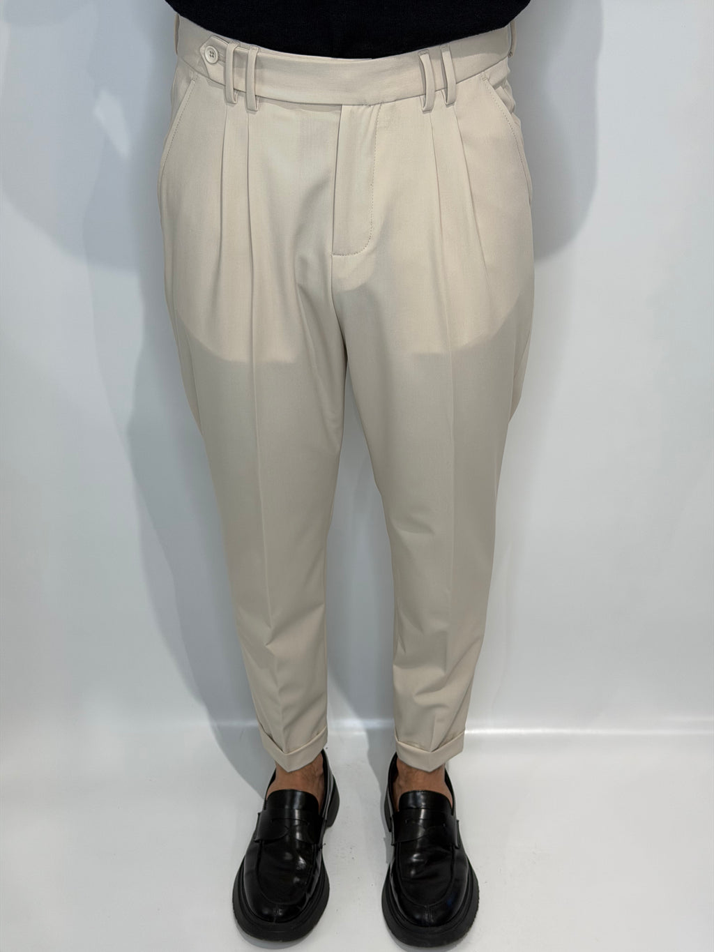 Pantalone Doppia Pence Beige Estivo