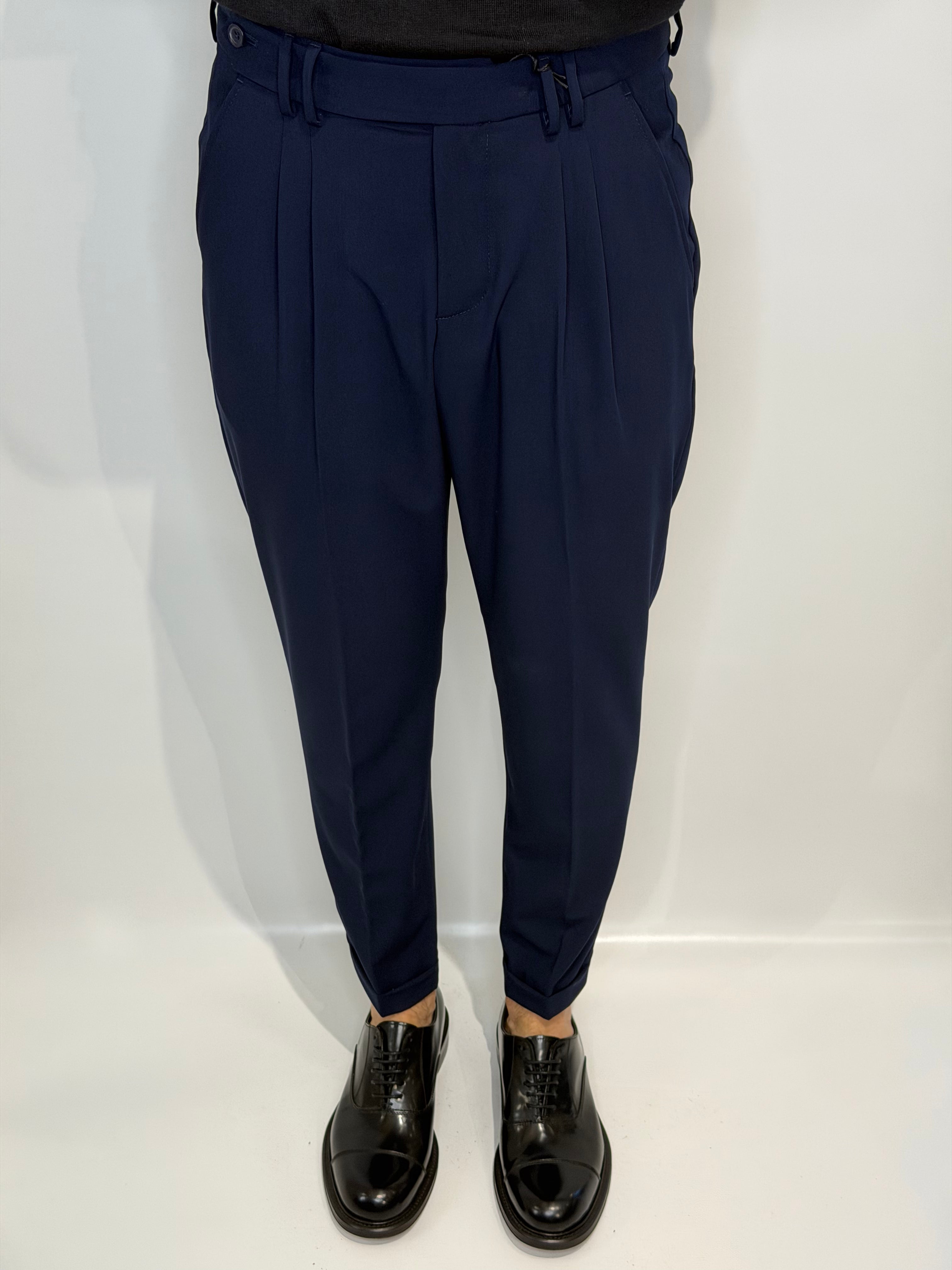 Pantalone Doppia Pence Blu Estivo